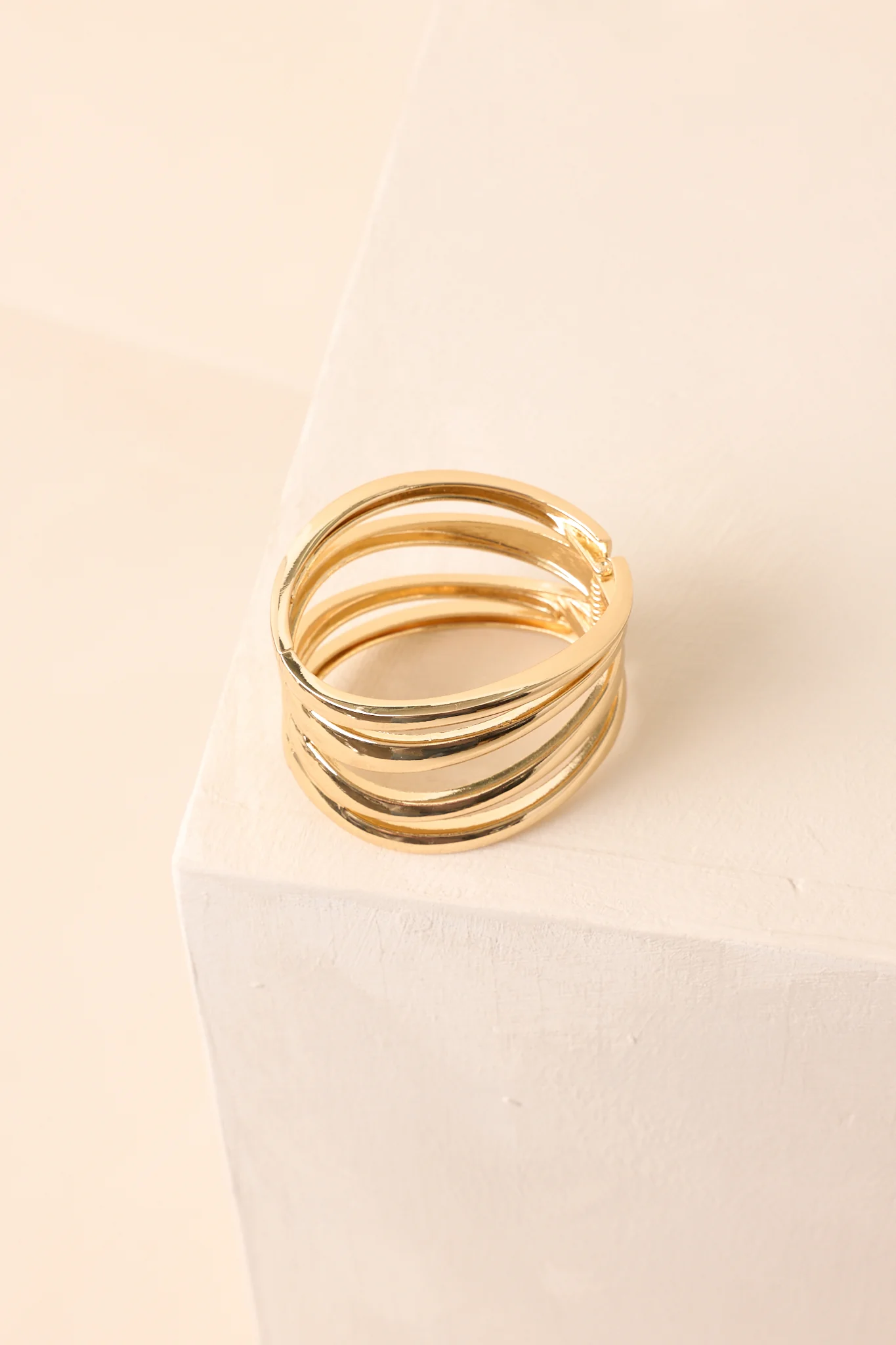 Getting Things Done Gold Hinged Cuff Bracelet