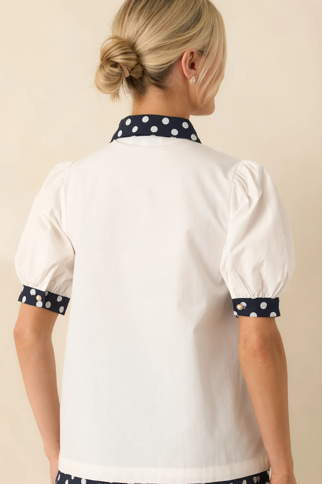 Prosperina Penny White Cotton Button Front Top