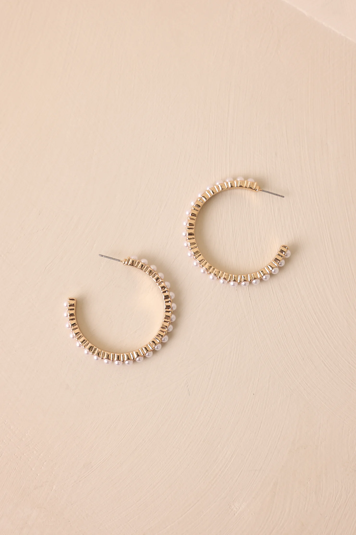 Bright Moments Ivory Faux Pearl Hoop Earrings