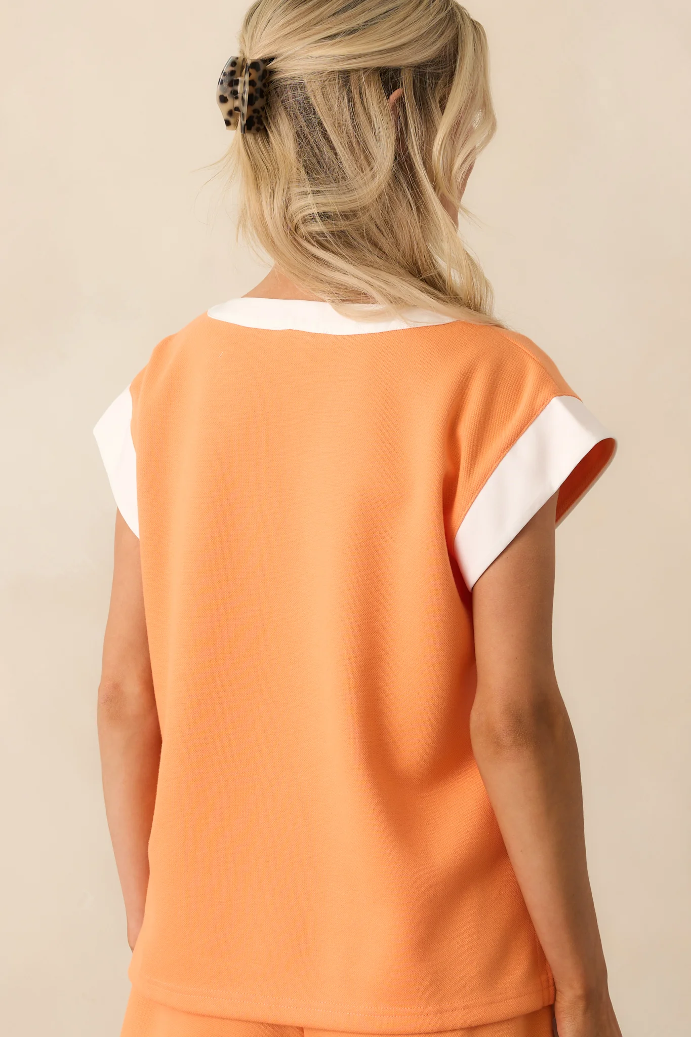 The Way Things Go Orange Contrast Trim Cap Sleeve Top