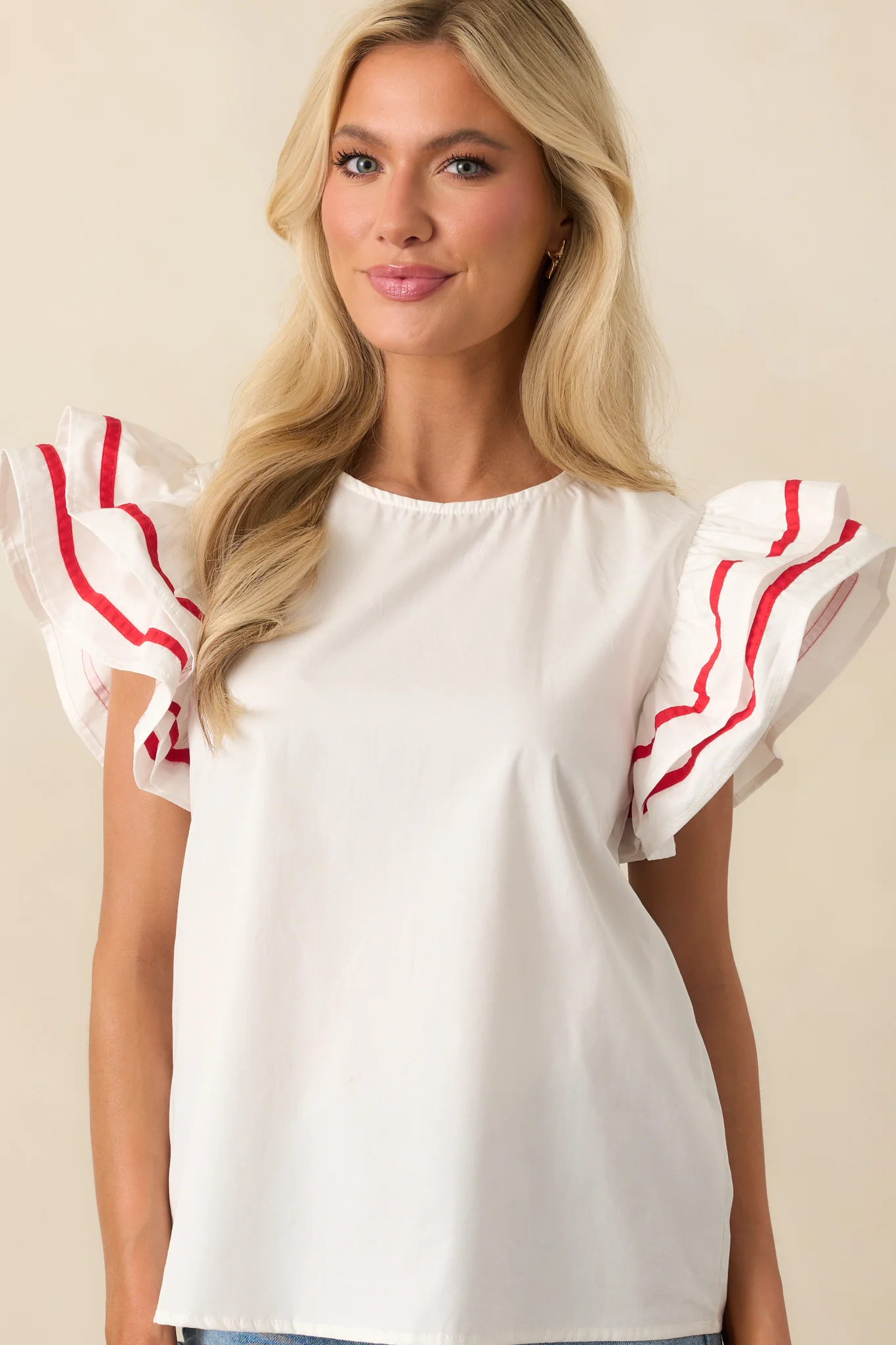 Prosperina Eva White Cotton Ruffle Top