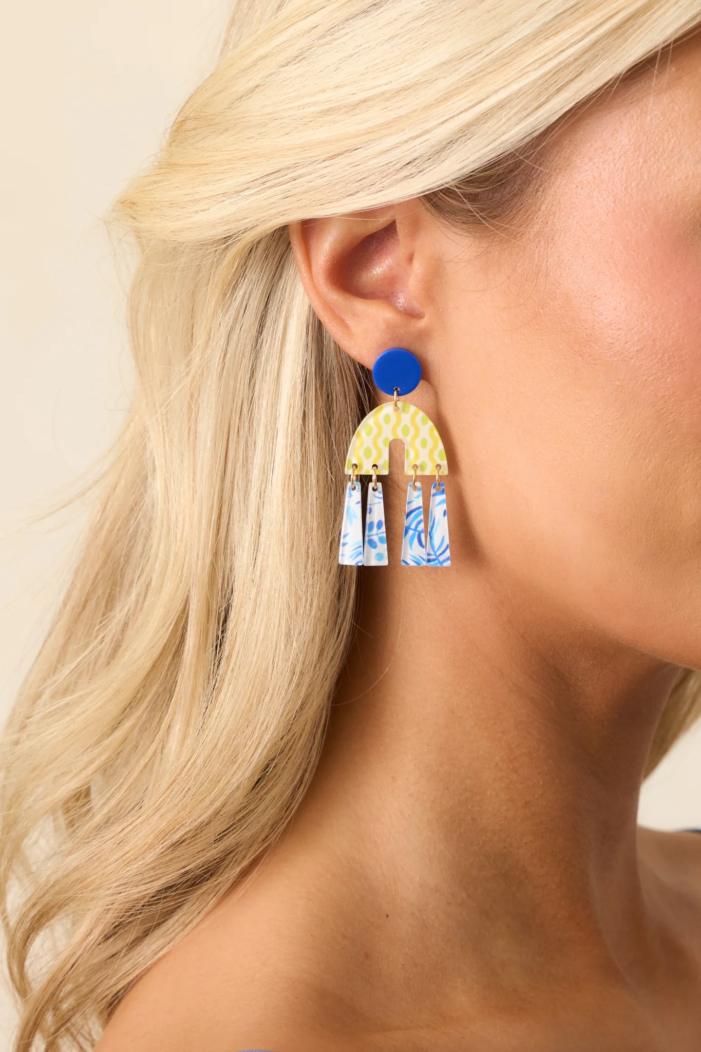 A World Of Wonder Blue Geometric Drop Earrings