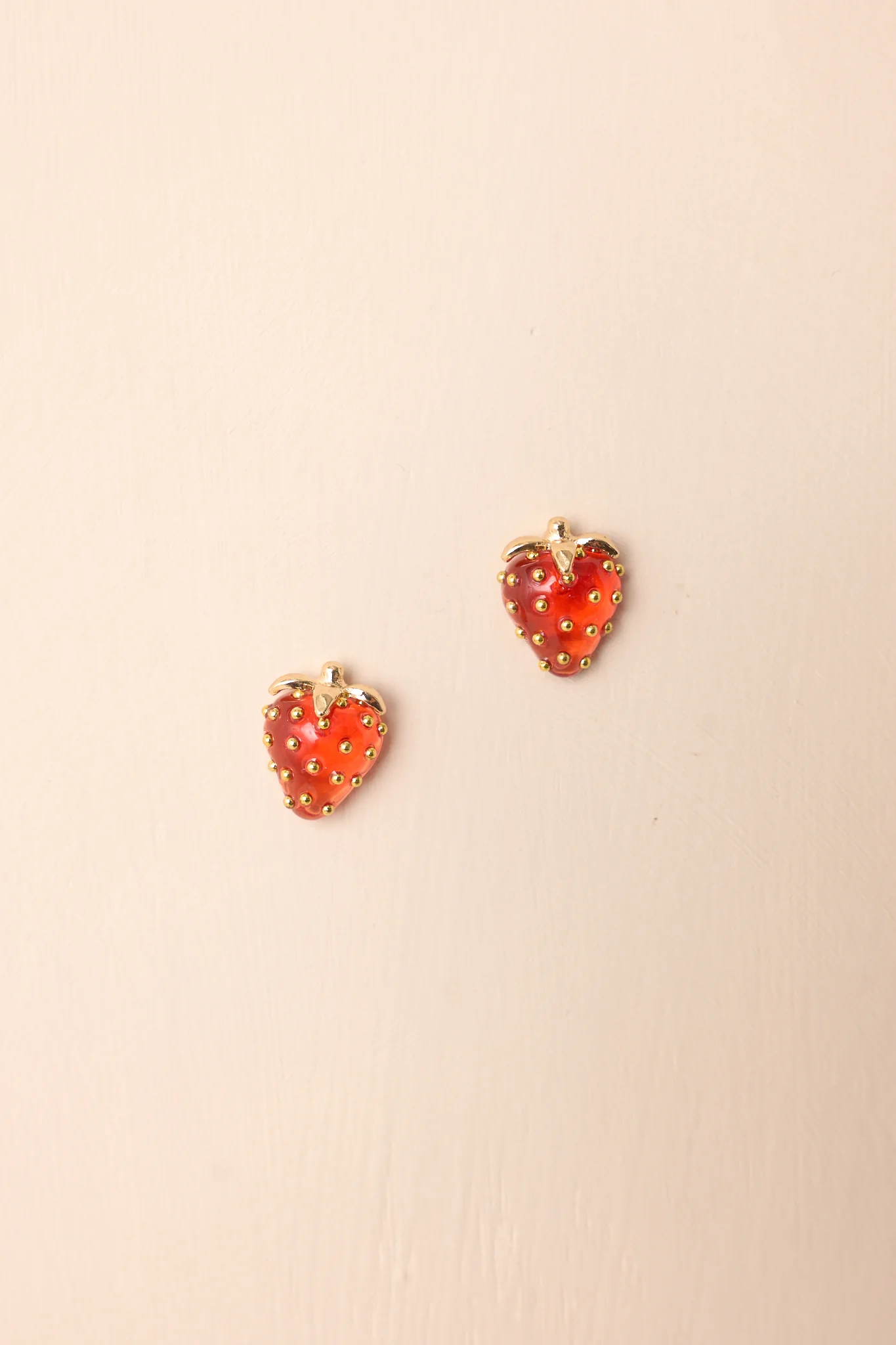 Berry Sweet Red & Gold Strawberry Earrings