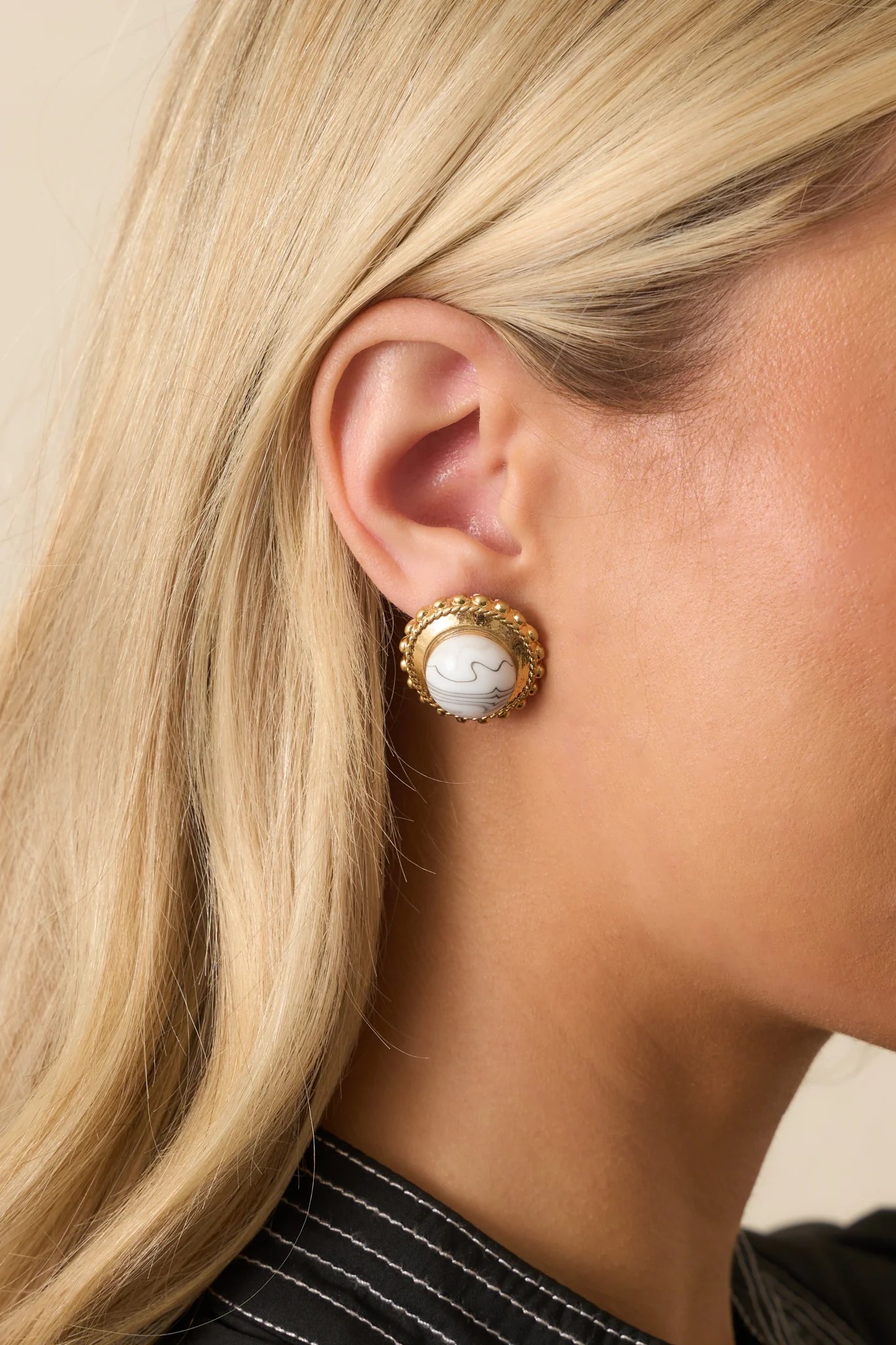 Go With Grace Gold & Howlite Textured Earrings