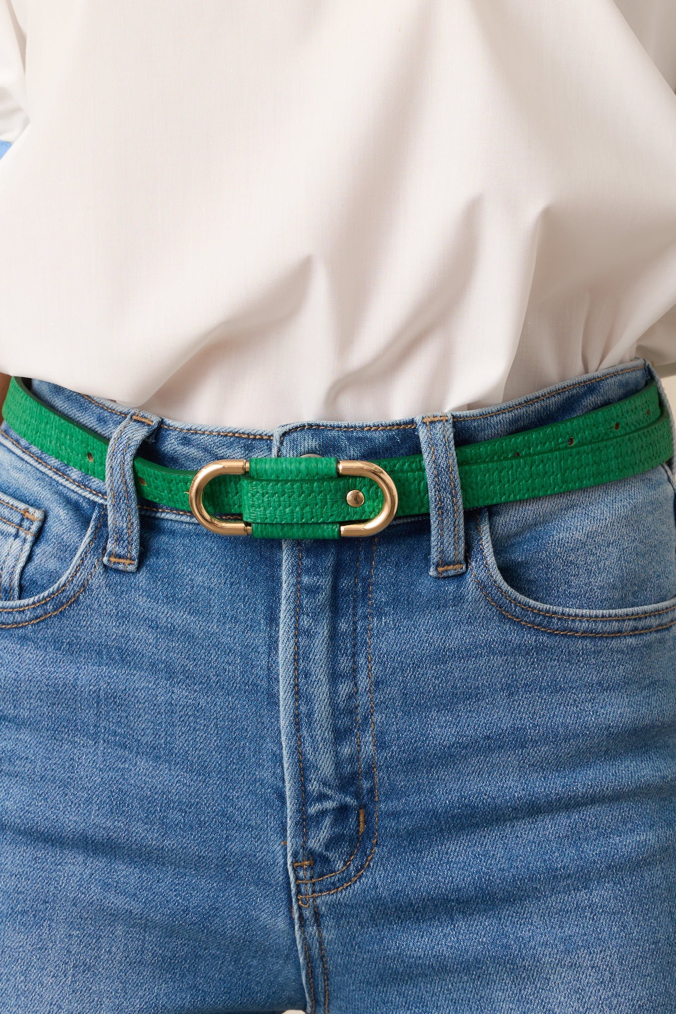 Keep It Together Kelly Green Faux Leather Anchor Belt