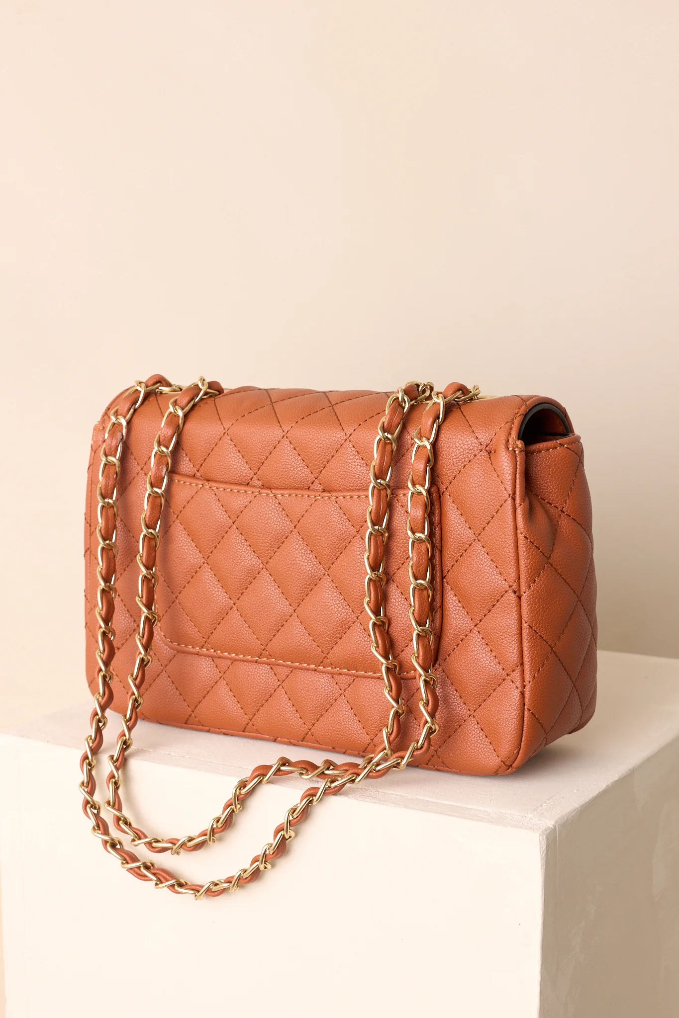 Only Gets Better Ginger Brown Quilted Faux Leather Handbag