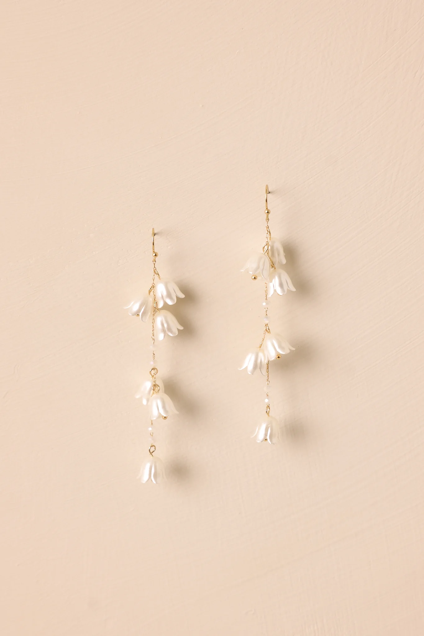 Flower Child Ivory Pearlescent Lily Of The Valley Drop Earrings