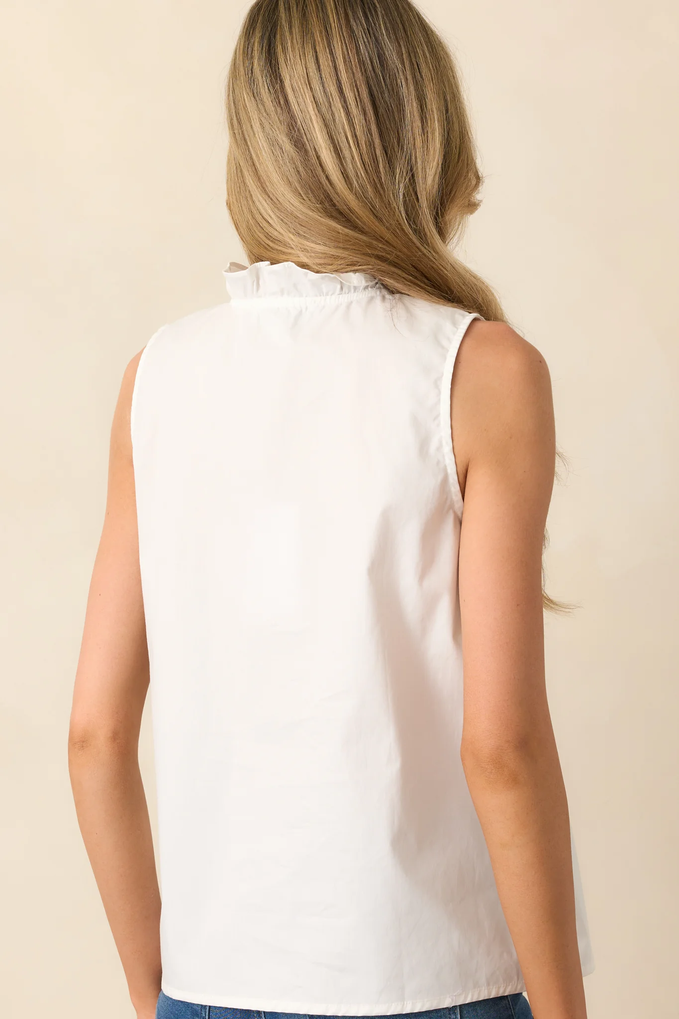 Tennyson White Sleeveless Cotton Top