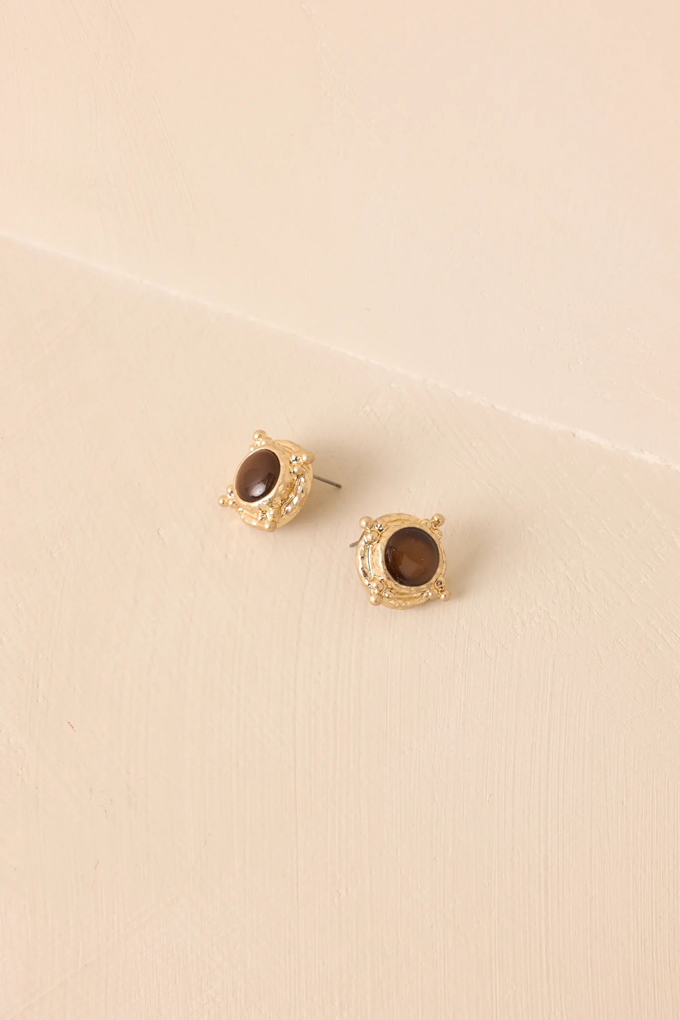 Tied It All Together Textured Brown Stone Stud Earrings