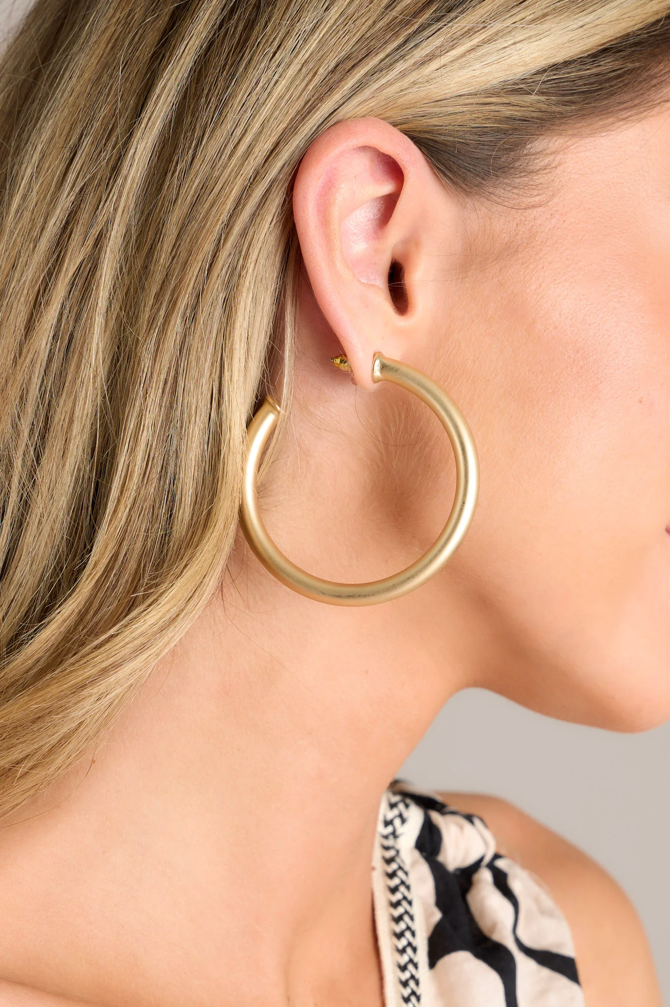 Make A Comeback Matte Gold Hoop Earrings
