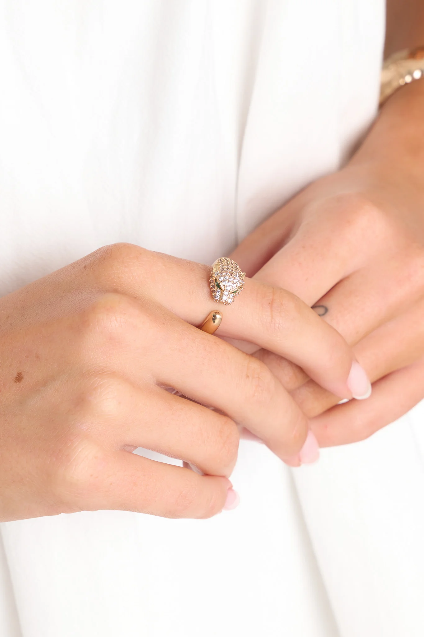 Just A Bite Gold Rhinestone Ring