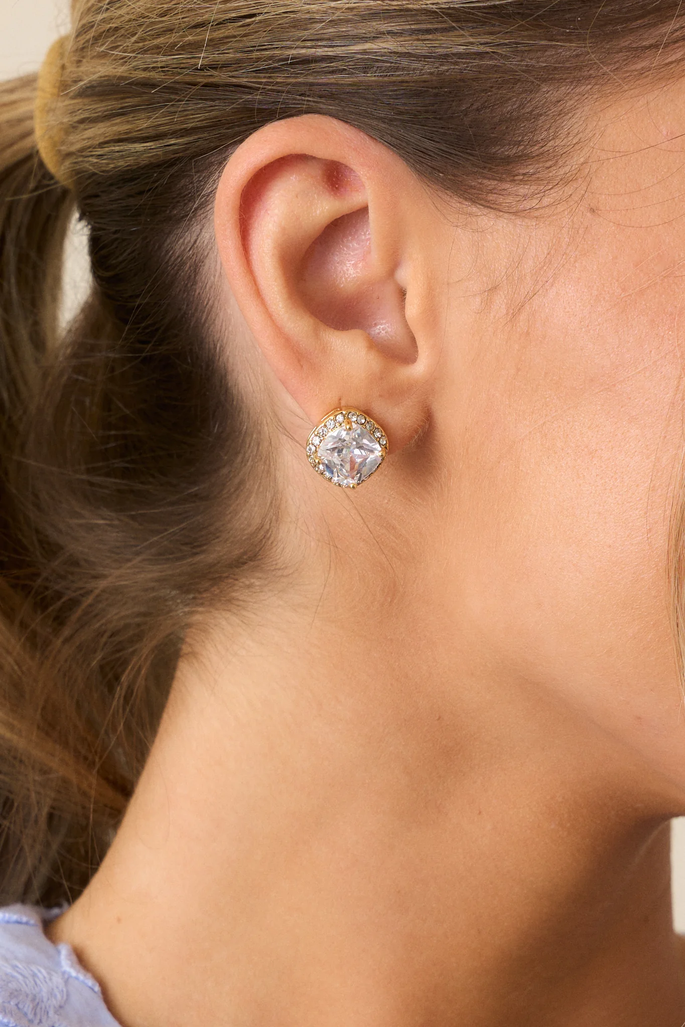Stars In The Night Gold & Rhinestone Stud Earrings