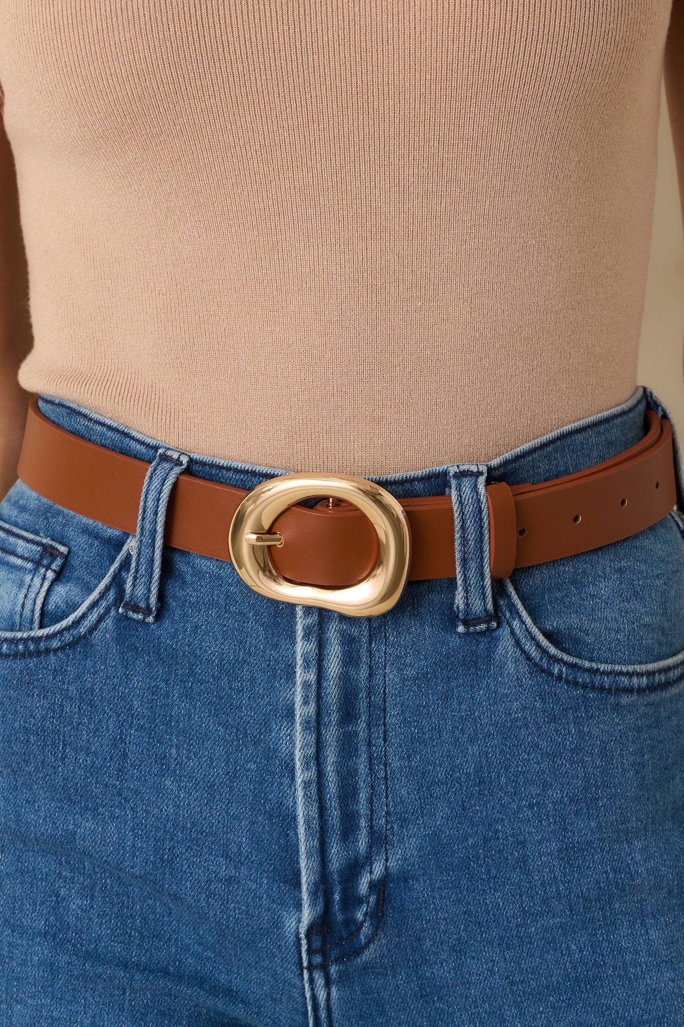 The Way She Carries Herself Cognac Brown Faux Leather Belt
