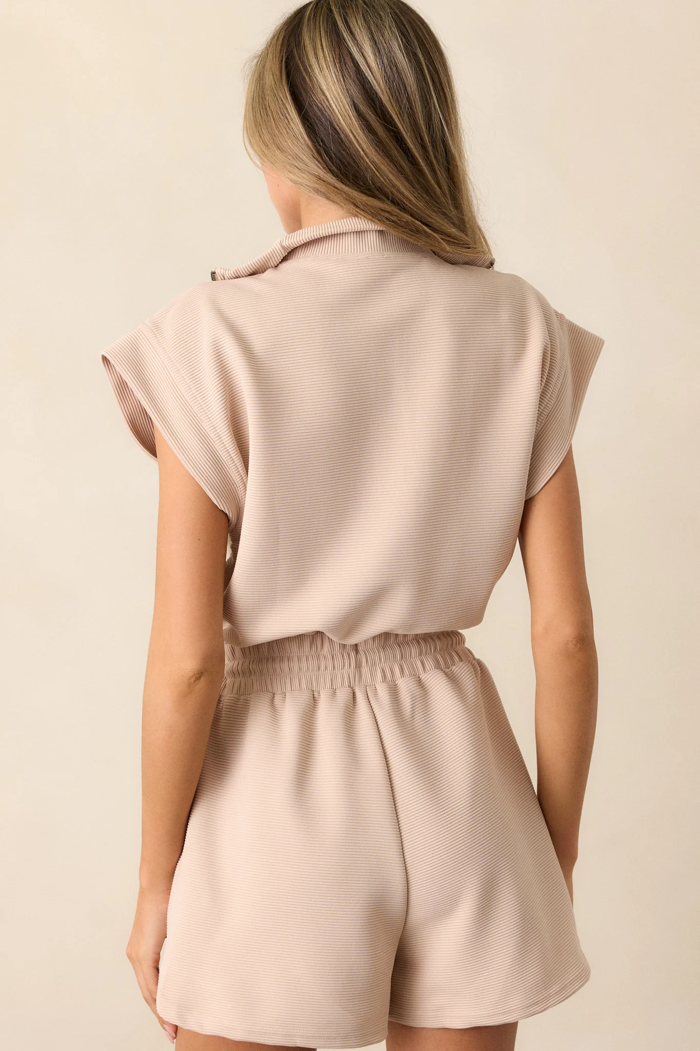 Embrace Today Taupe Half Zip Romper