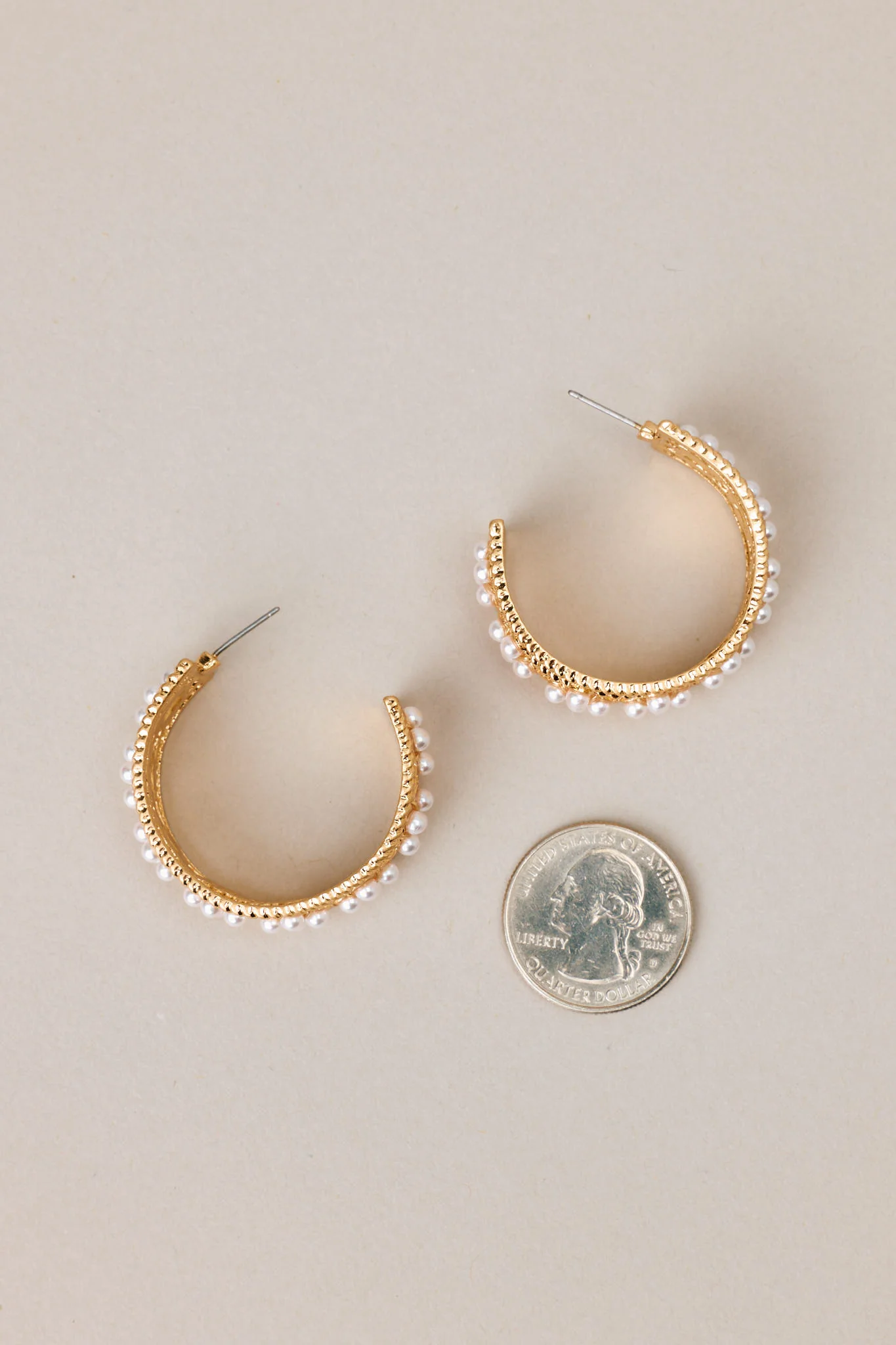 Opulent Shine Pearl Gold Hoop Earrings