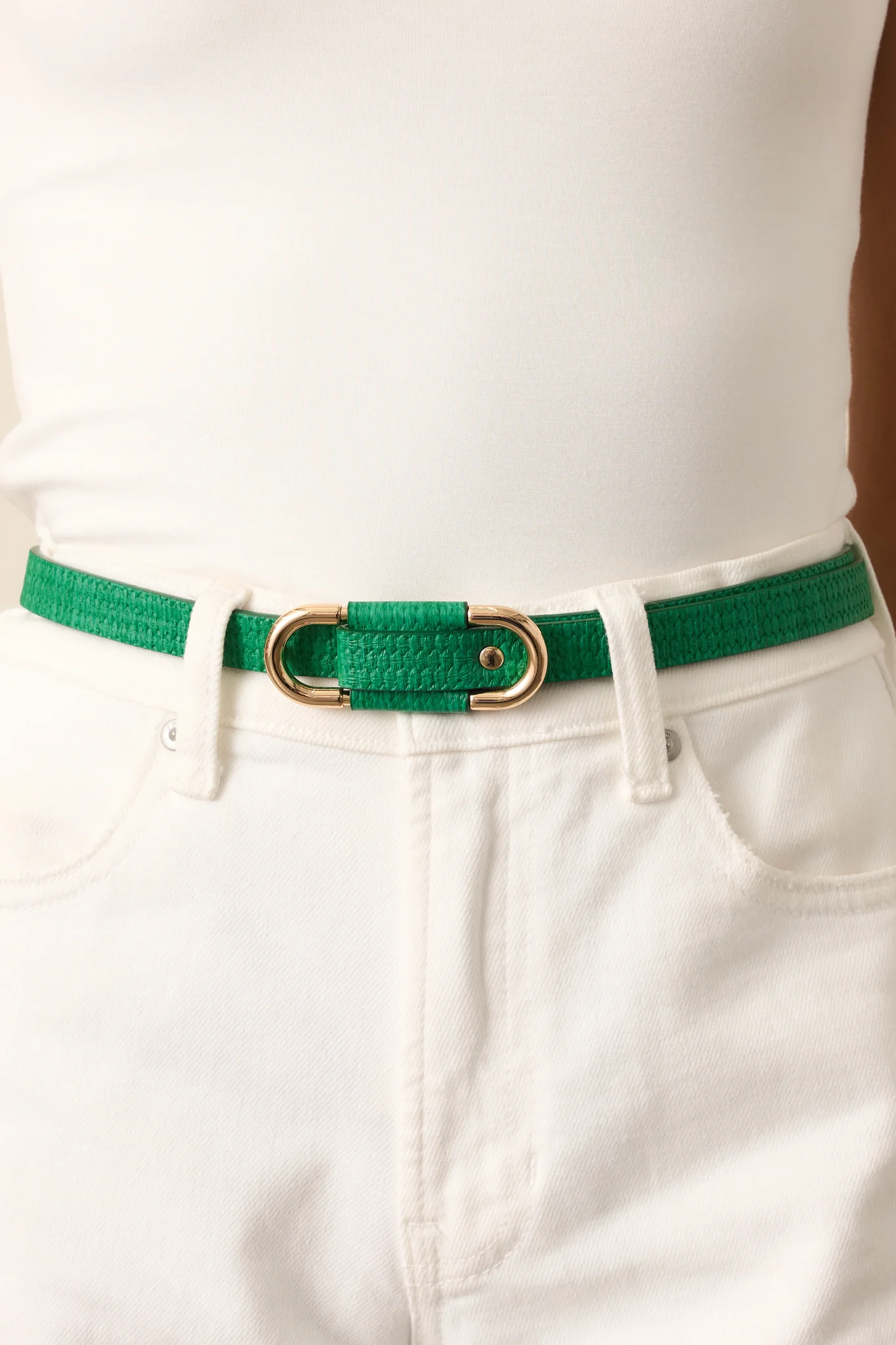 Keep It Together Kelly Green Faux Leather Anchor Belt