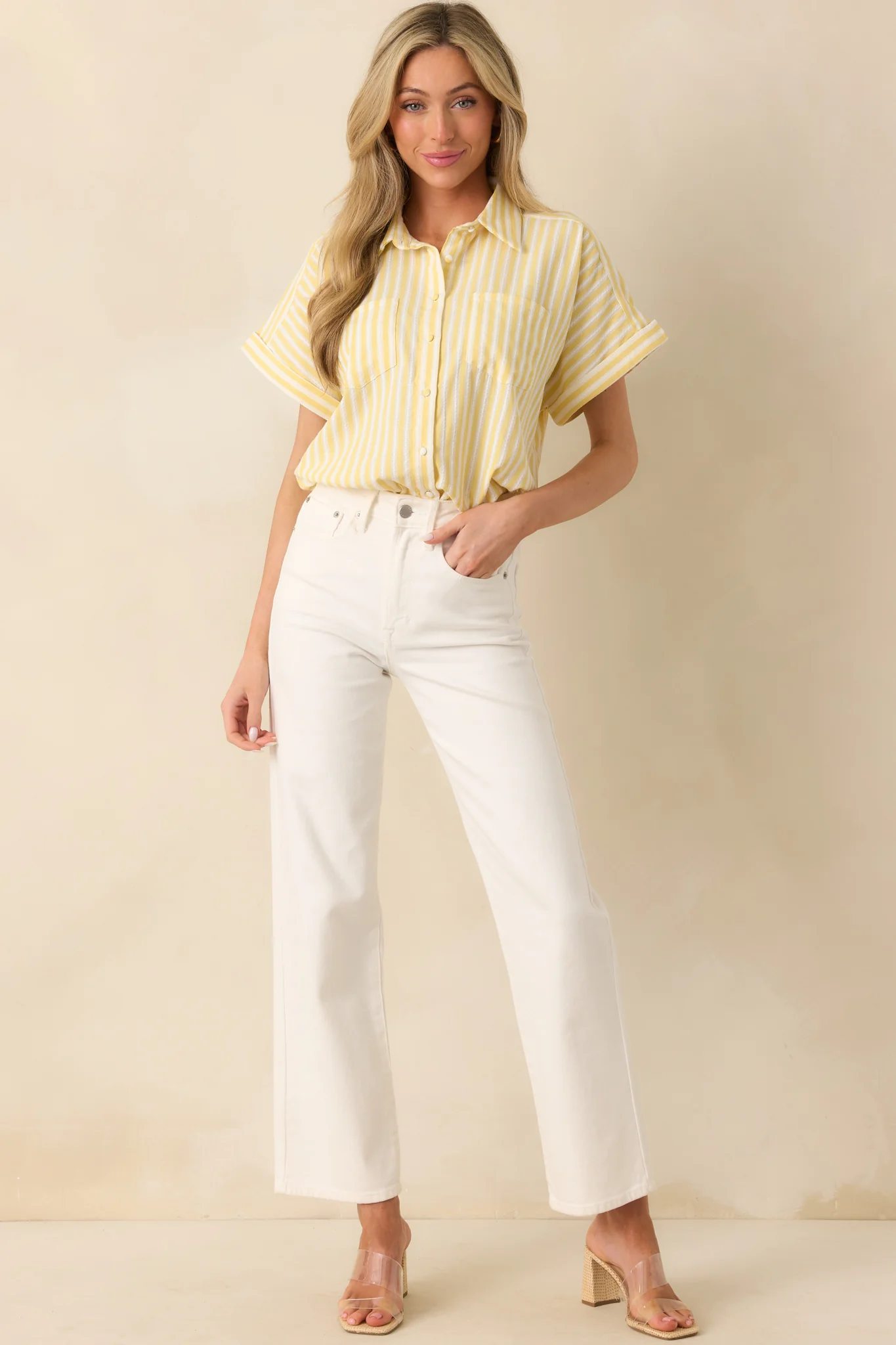 Prosperina Brooke Lemonade Yellow Stripe Cotton Top