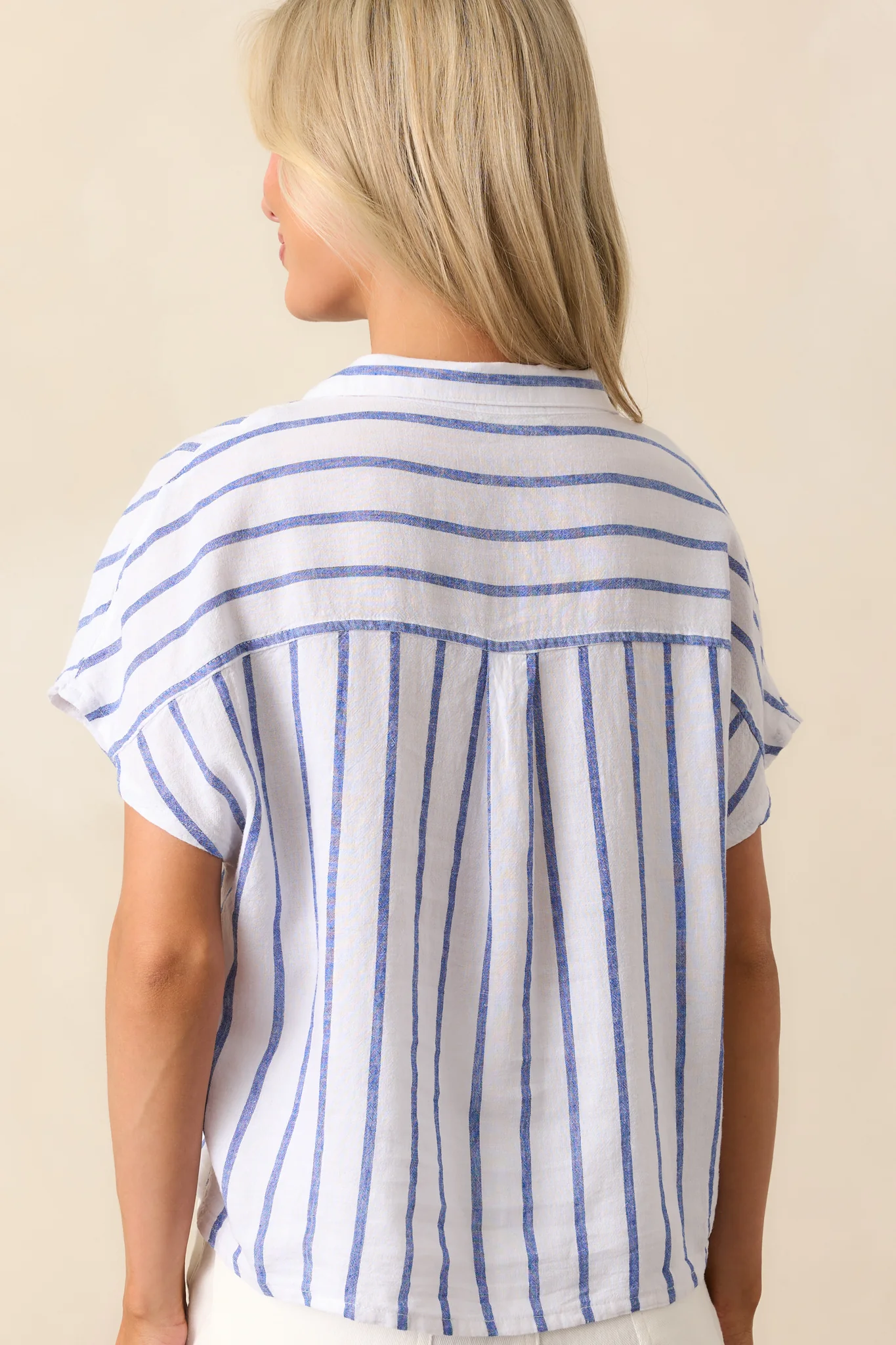 Z Supply Palace Blue Parallel Striped Linen Top
