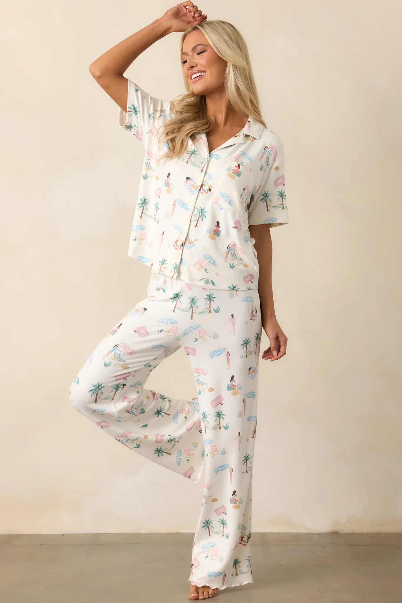 Z Supply Ivory Bone Beach Days Pajama Top