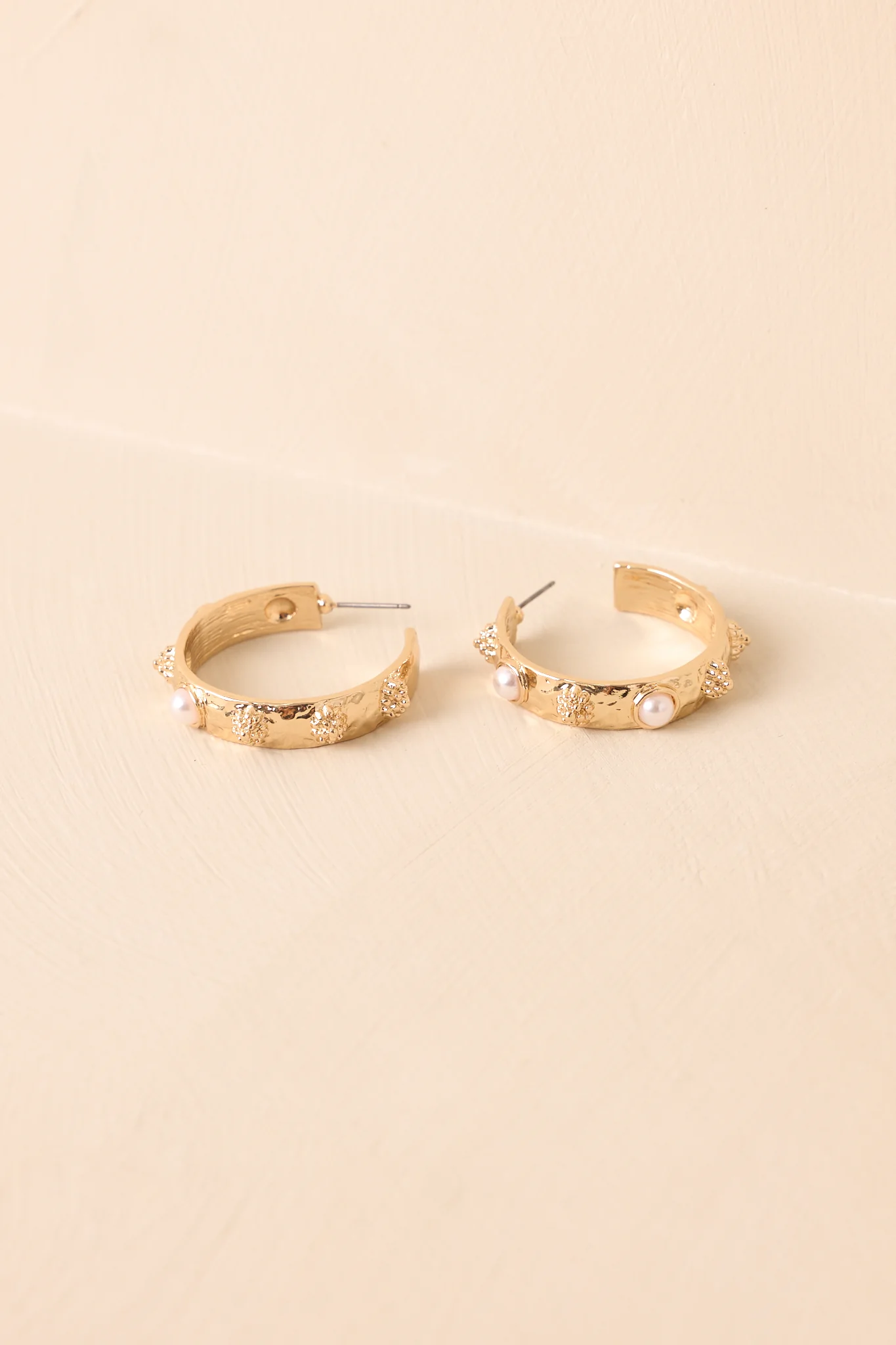 Kind Of A Moment Gold Textured Hoop Earrings