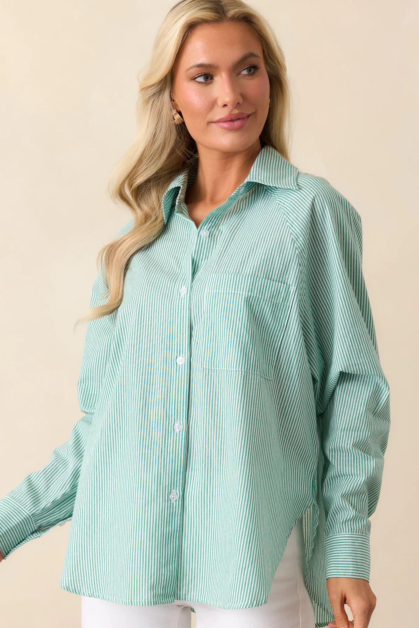 Sutton Grass Green Stripe Cotton Top