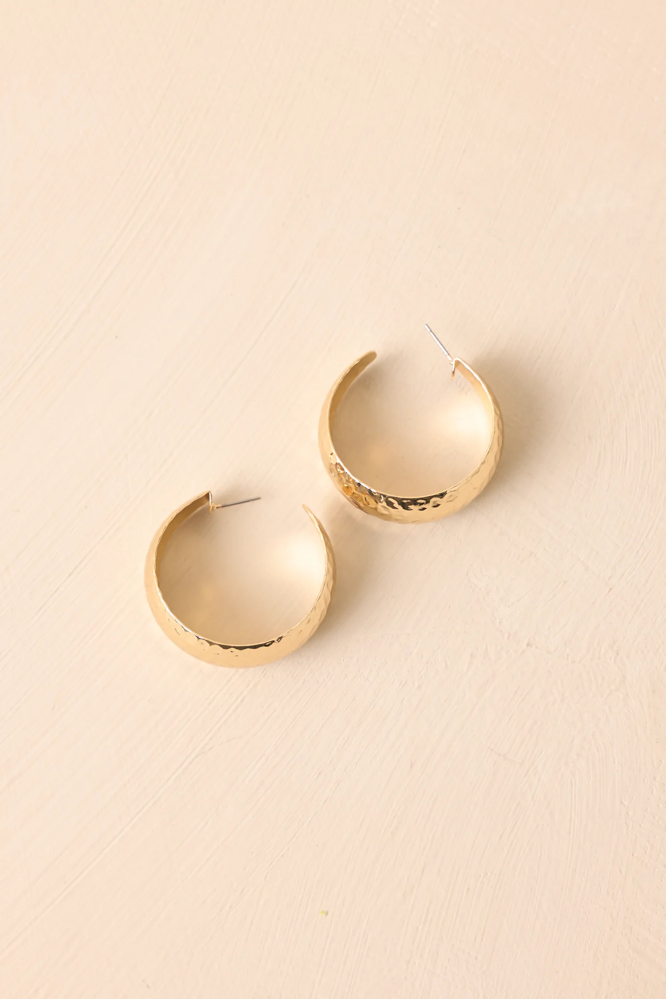 It's A Different Time Hammered Gold Dome Hoop Earrings