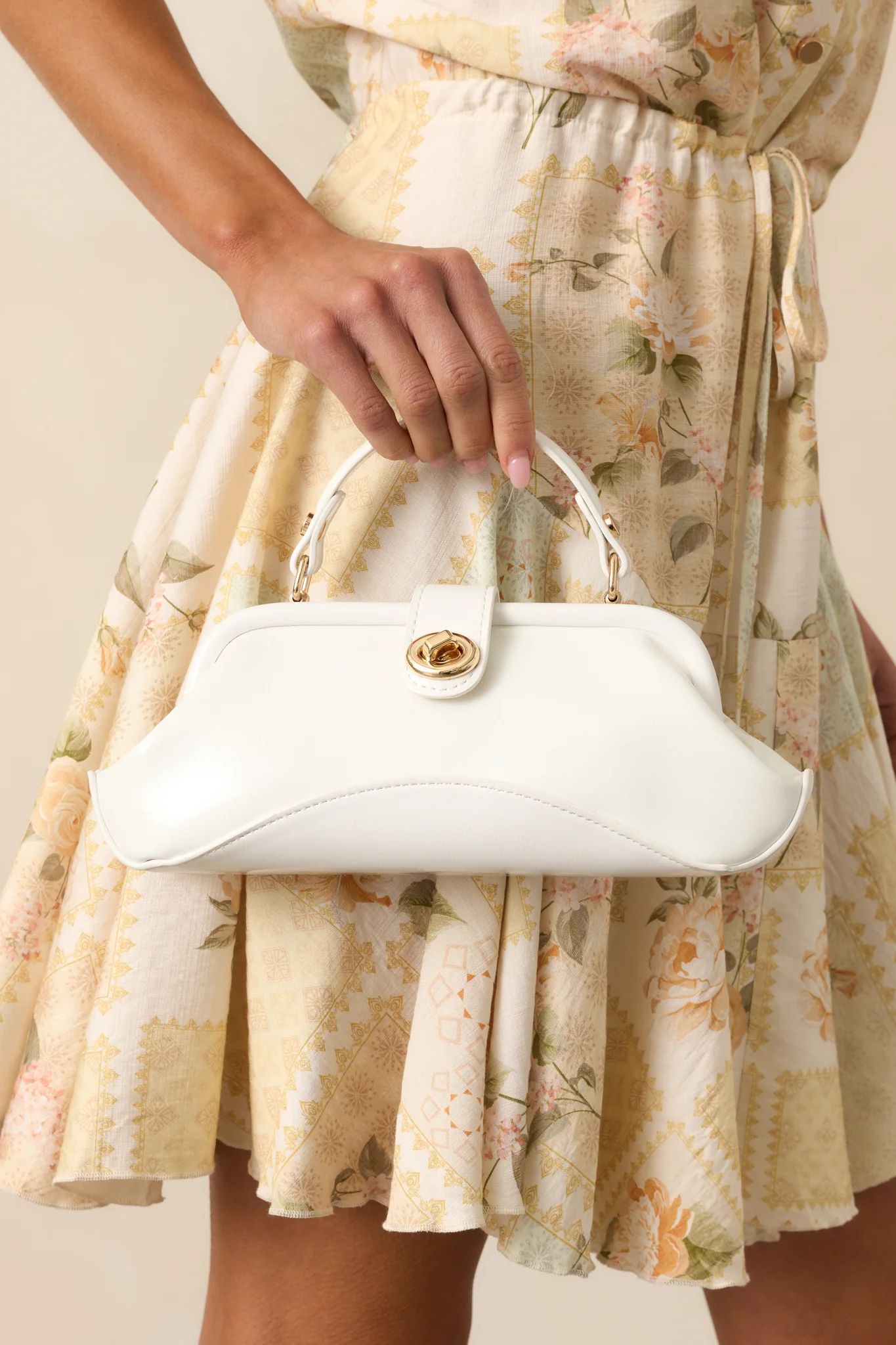 Cheers To Now White Faux Leather Handbag
