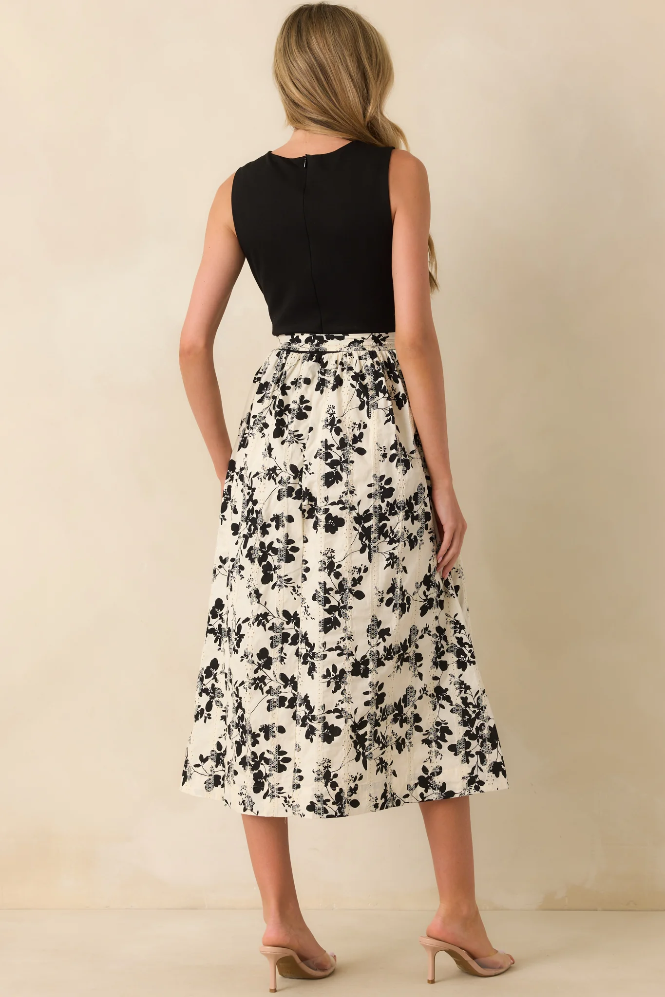 Nothing Left To Chance Black Multi Floral Print Sleeveless Midi Dress