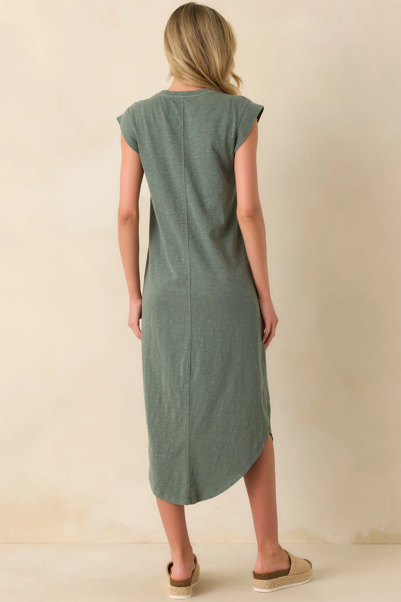 Z Supply Hunter Green Cotton Calabasas Midi Dress