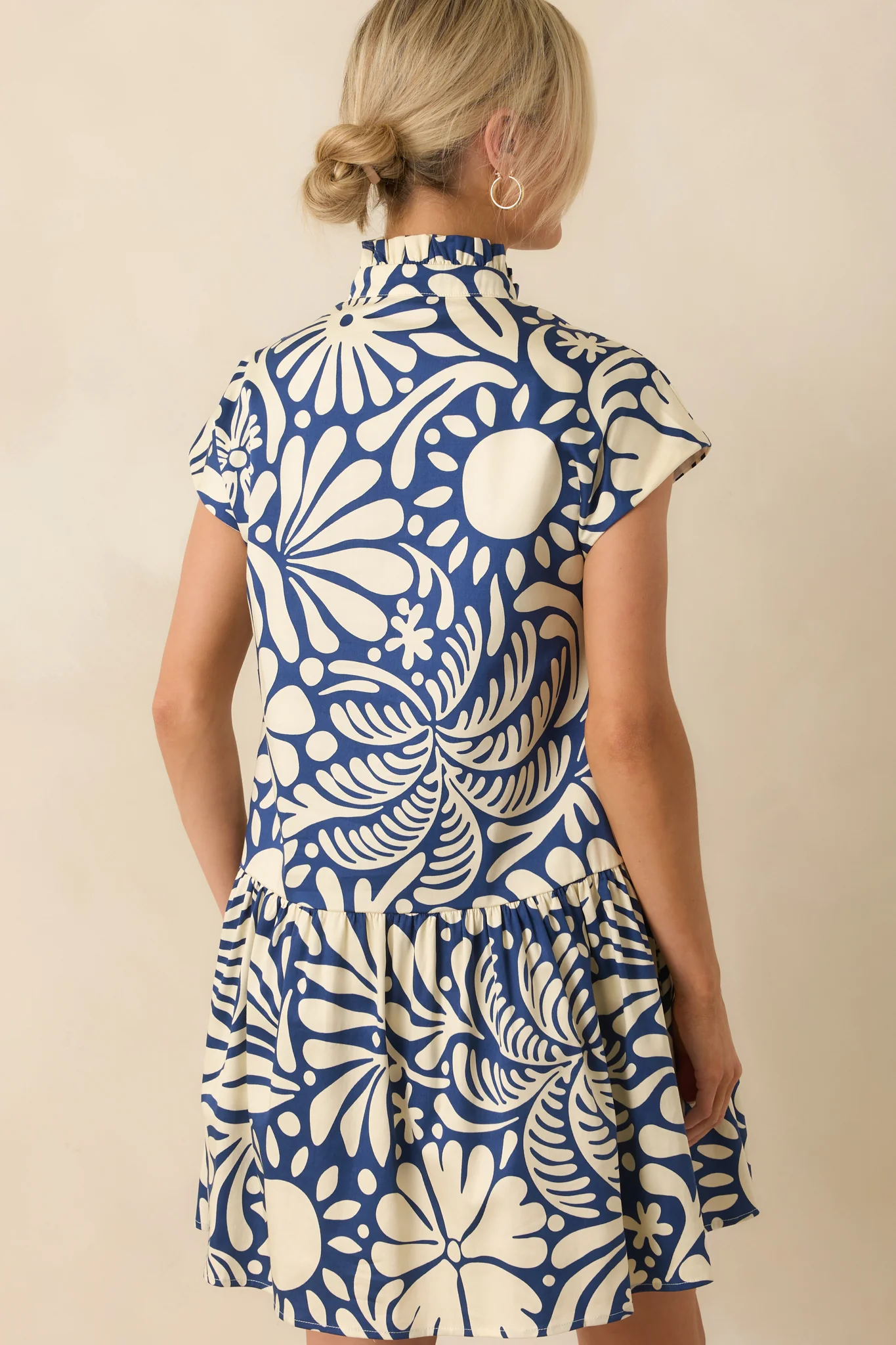 Prosperina Stella Navy Floral Print Cotton Mini Dress