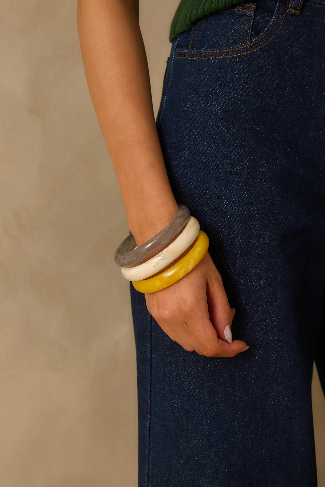 Meant Every Word Yellow Multi Bangle Bracelet Set