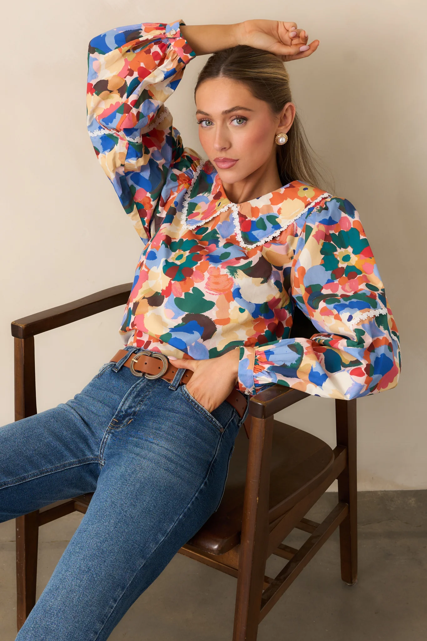 Prosperina Stowe Orange Multi Floral Print Cotton Top