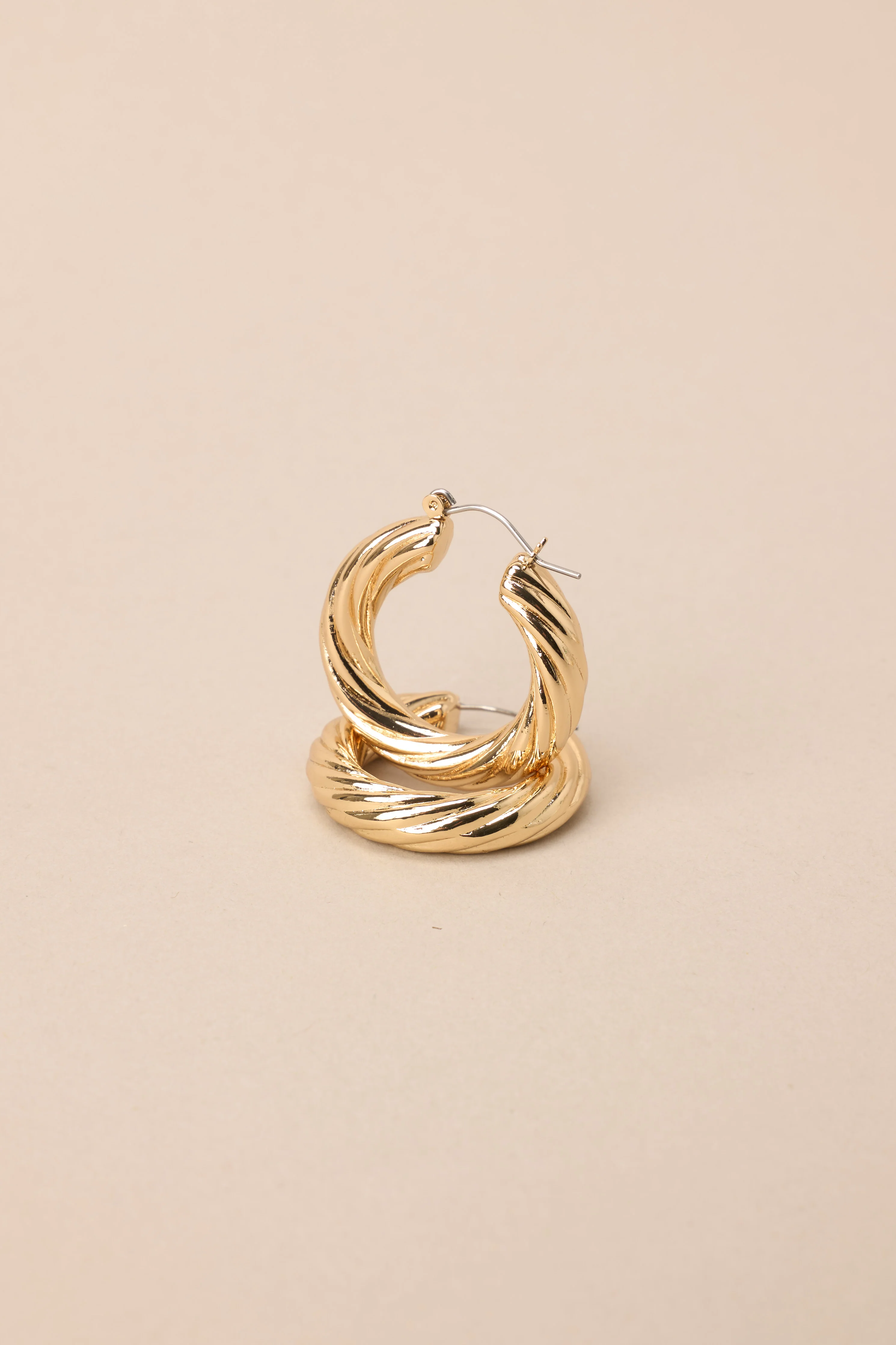 To Be Alive Twisted Gold Hoop Earrings