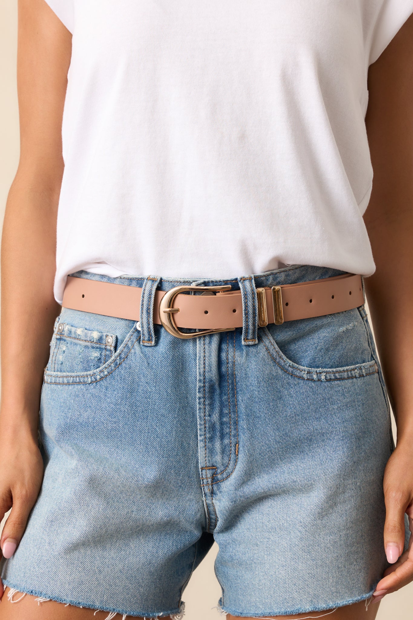 Lost In Thought Beige Faux Leather Belt