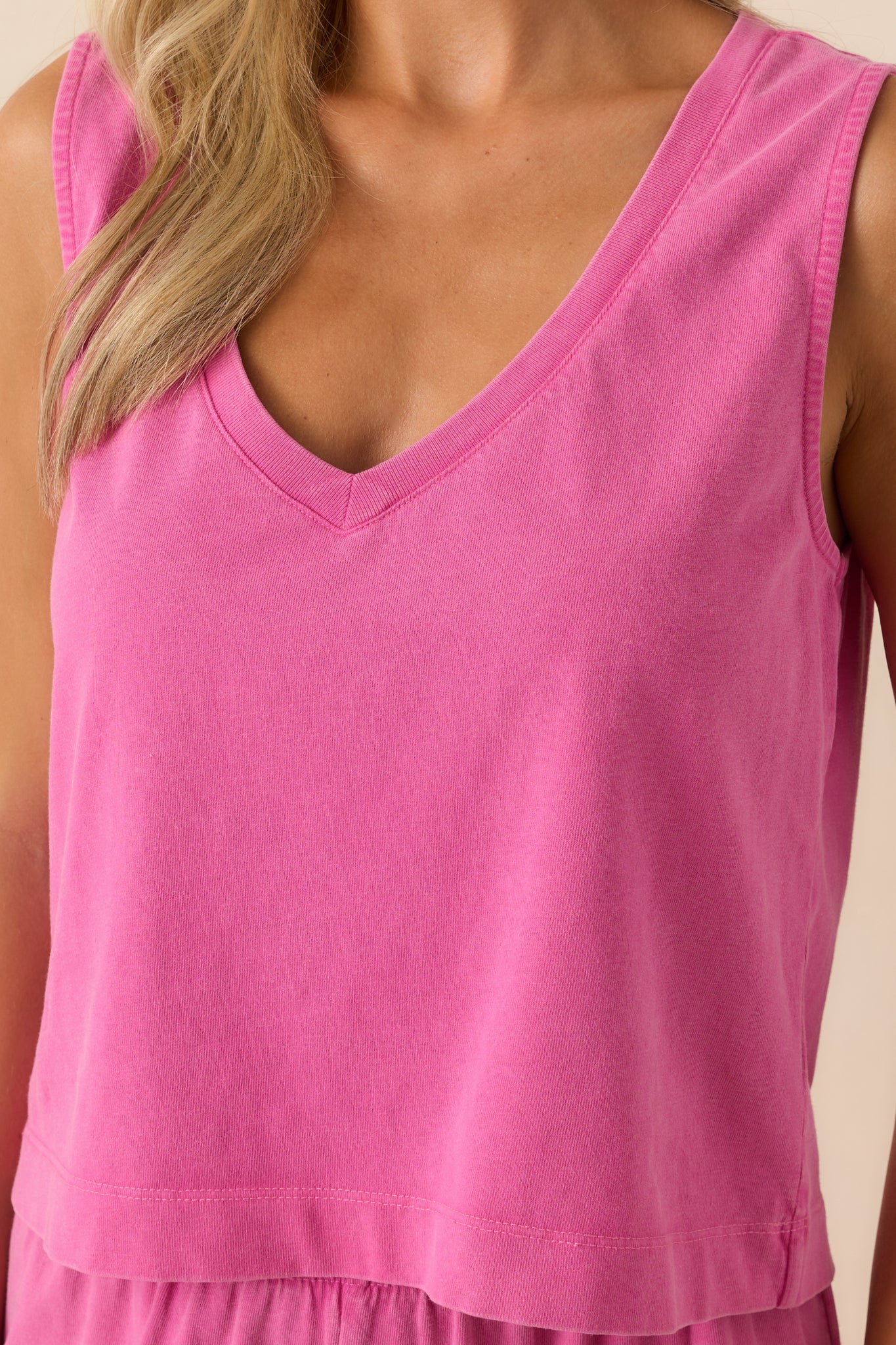 Z Supply Pink Sloane V-Neck Cotton Jersey Top