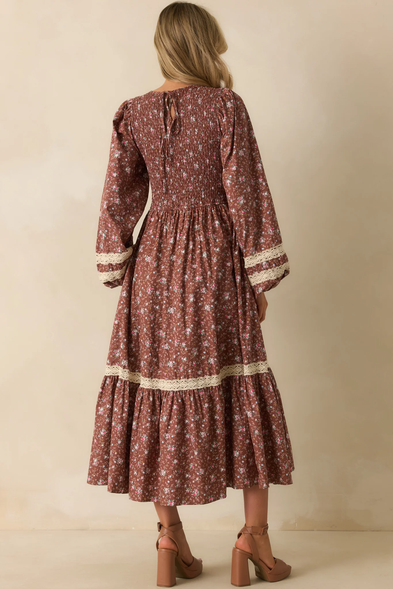 More To Come Mocha Brown Multi Floral Print Cotton Maxi Dress