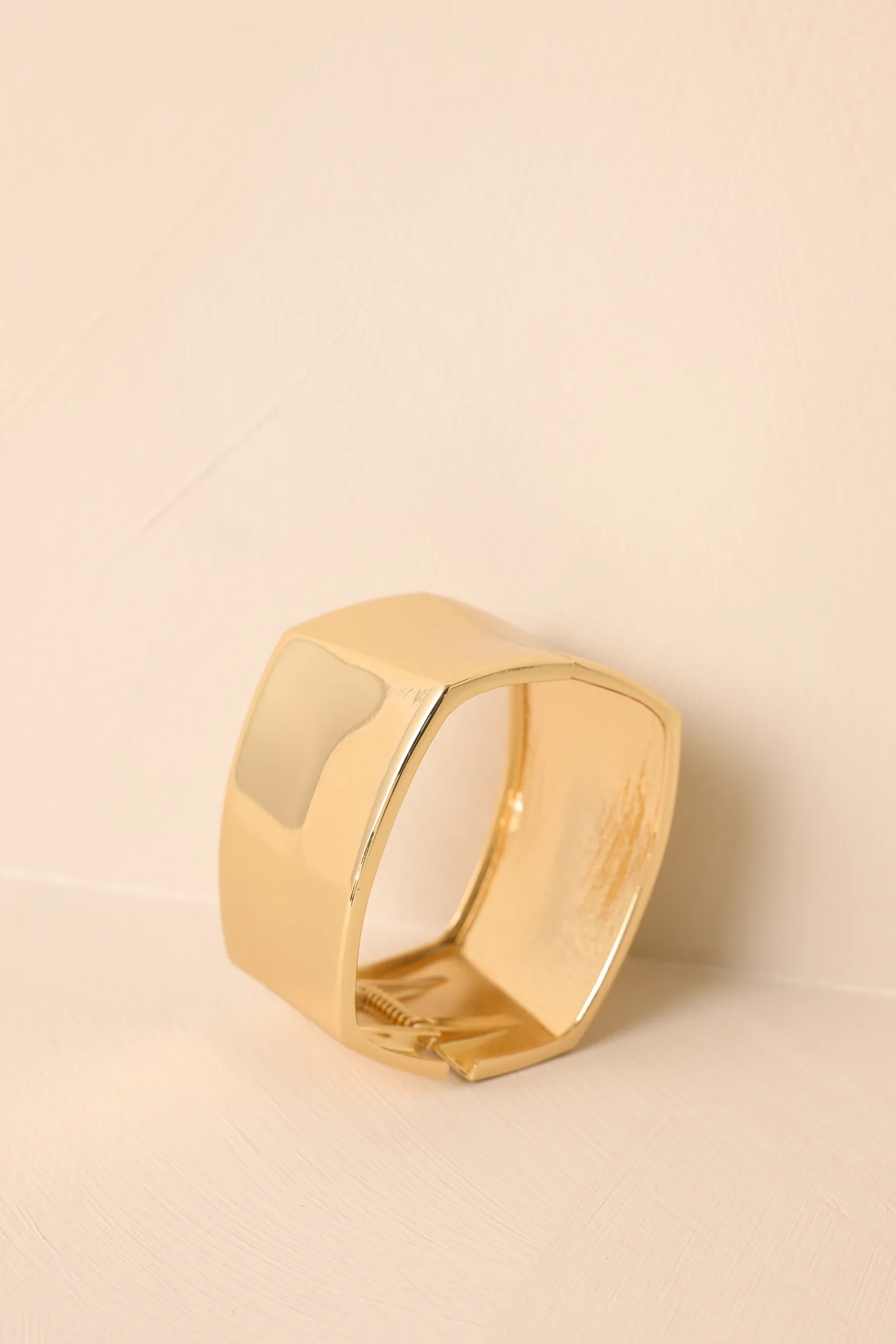 On My Schedule Gold Hinged Cuff Bracelet