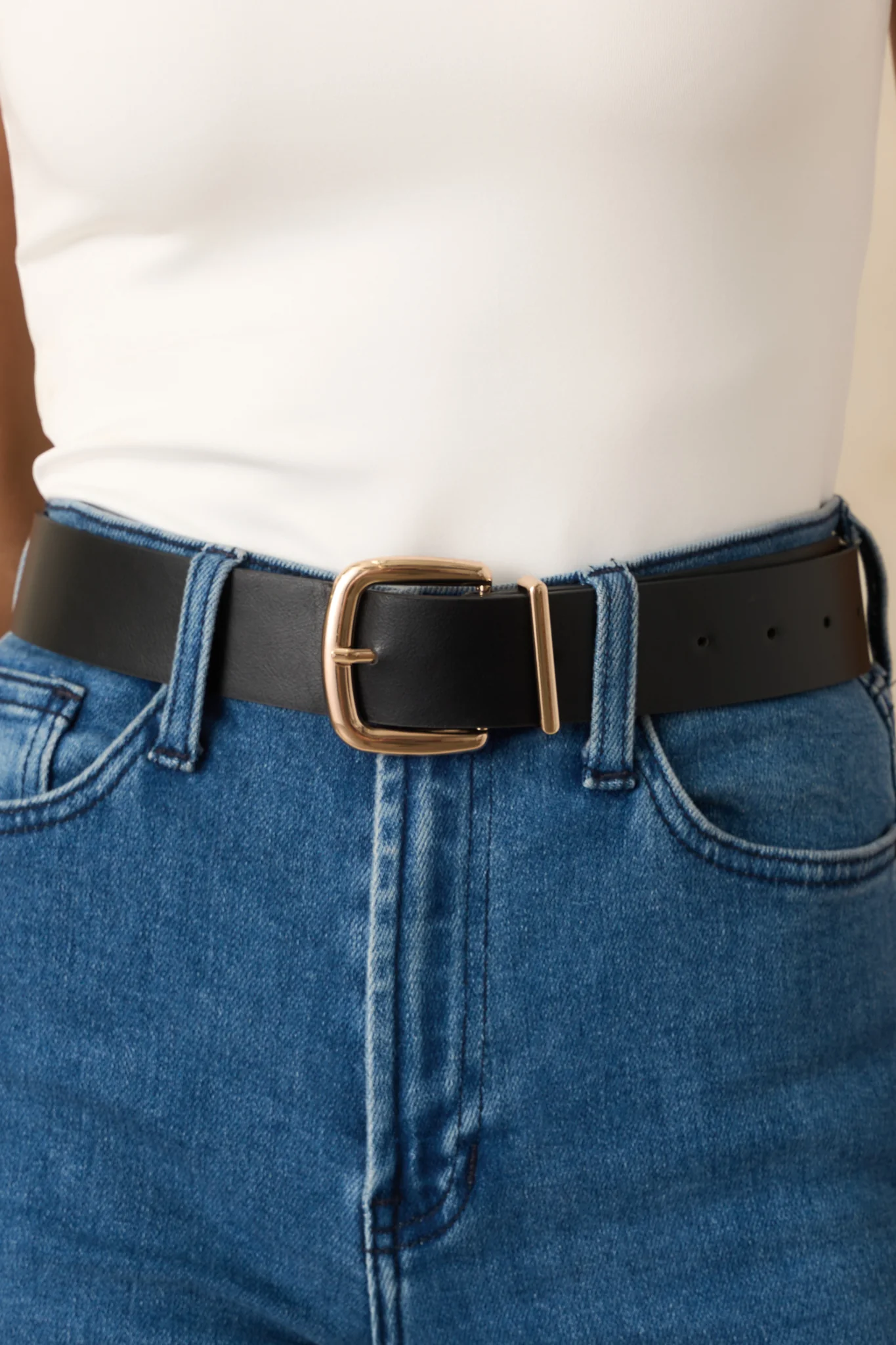 For The Right Moment Black Faux Leather Belt