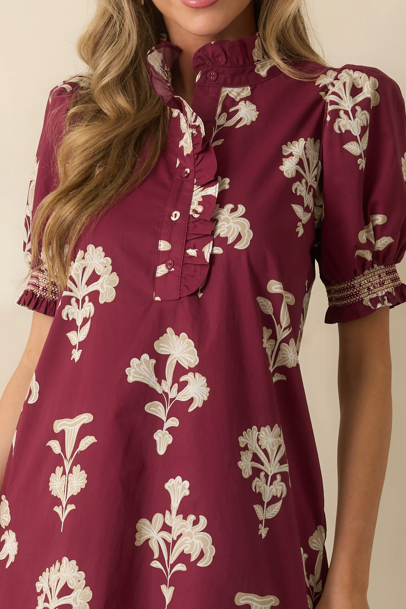 To Say The Least Wine Red Floral Print Cotton Maxi Dress