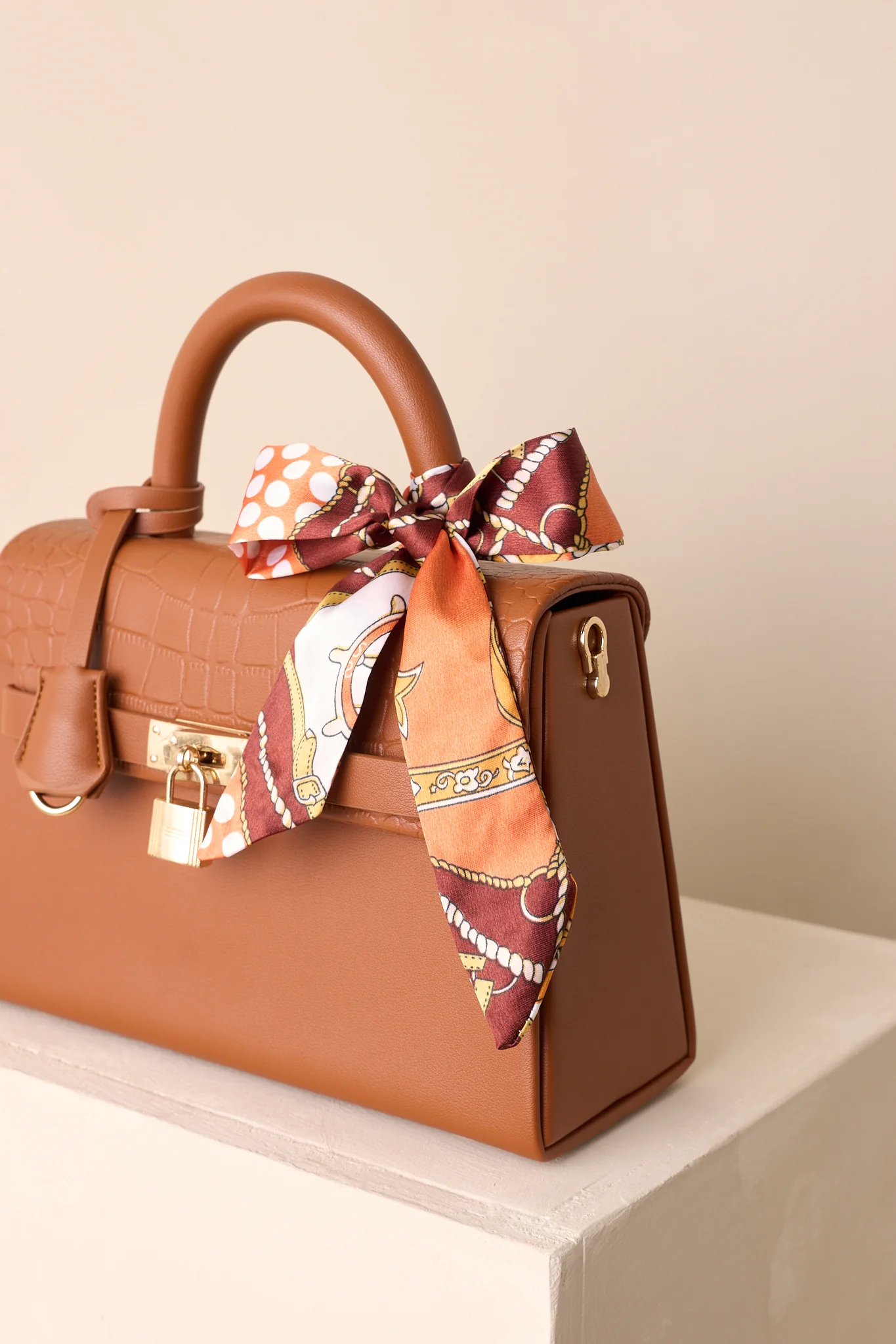 Same Time Tomorrow Brown Faux Leather Structured Handbag