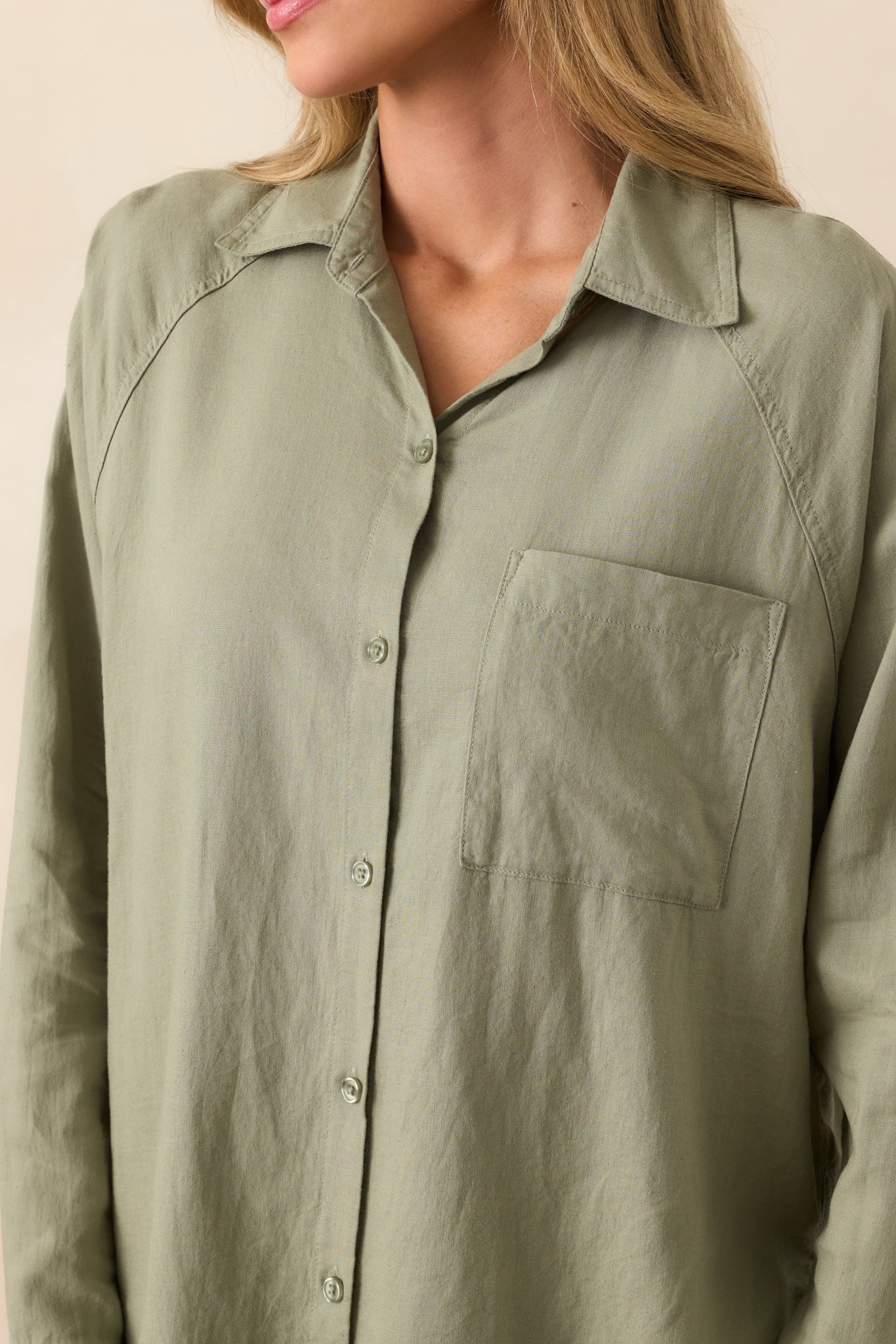 Z Supply Avocado Green Perfect Linen Top