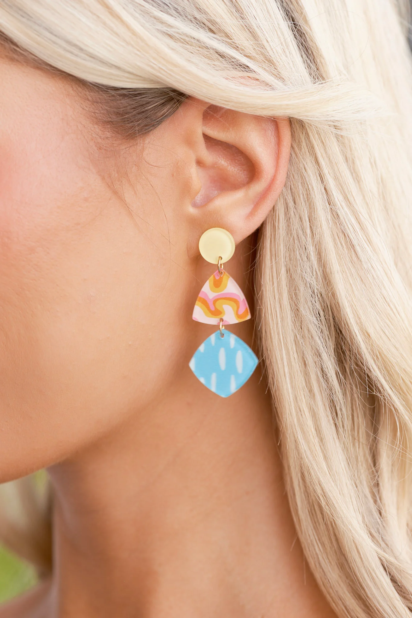 The Journey Begins Yellow Geometric Drop Earrings