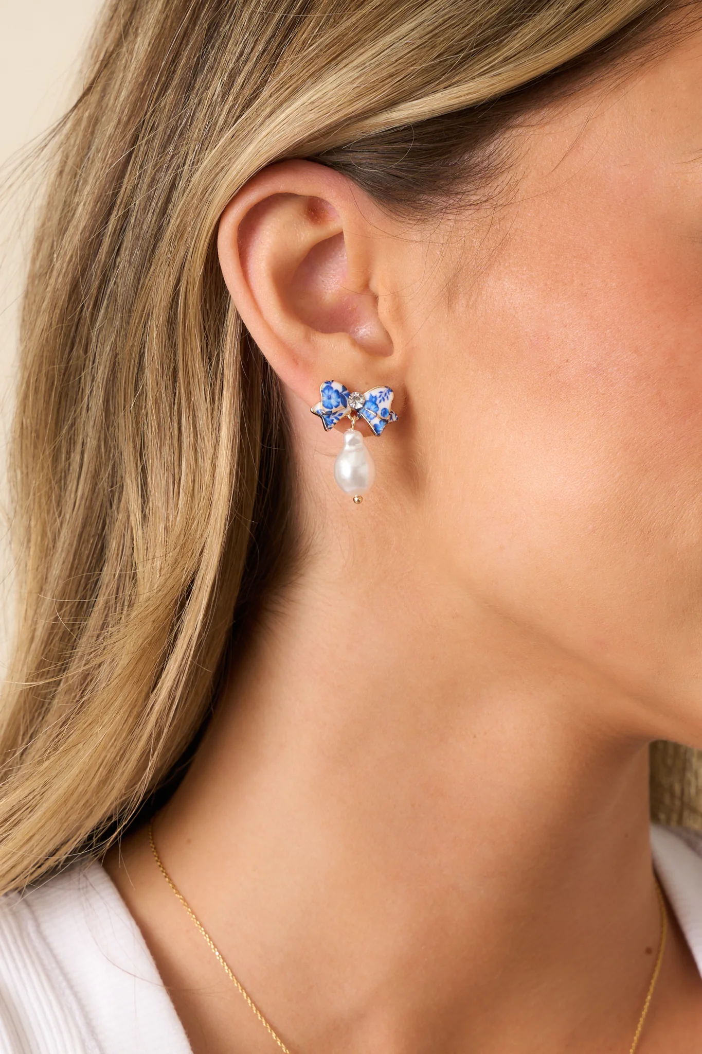 Whispering Dreams Blue and Ivory Pearl Earrings