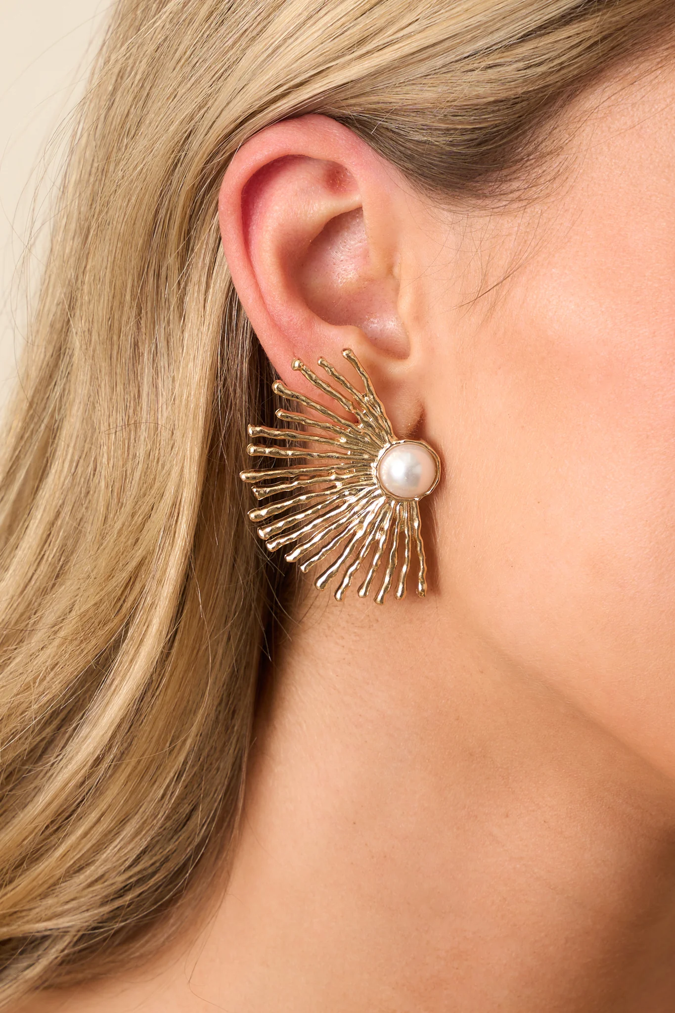 Gold Textured Statement Earrings
