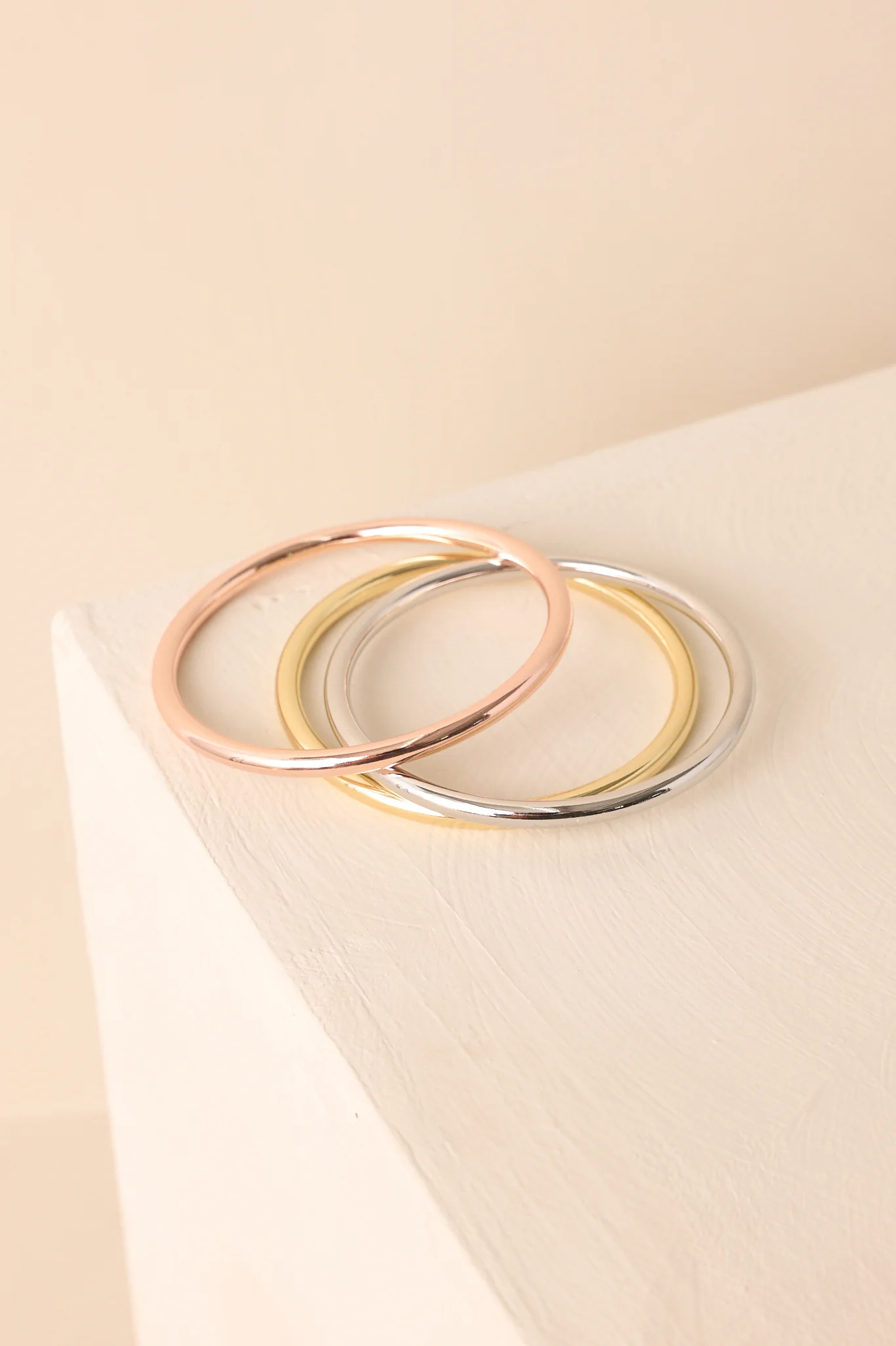 Still Thinking It Through Tri-Tone Bangle Bracelet Set