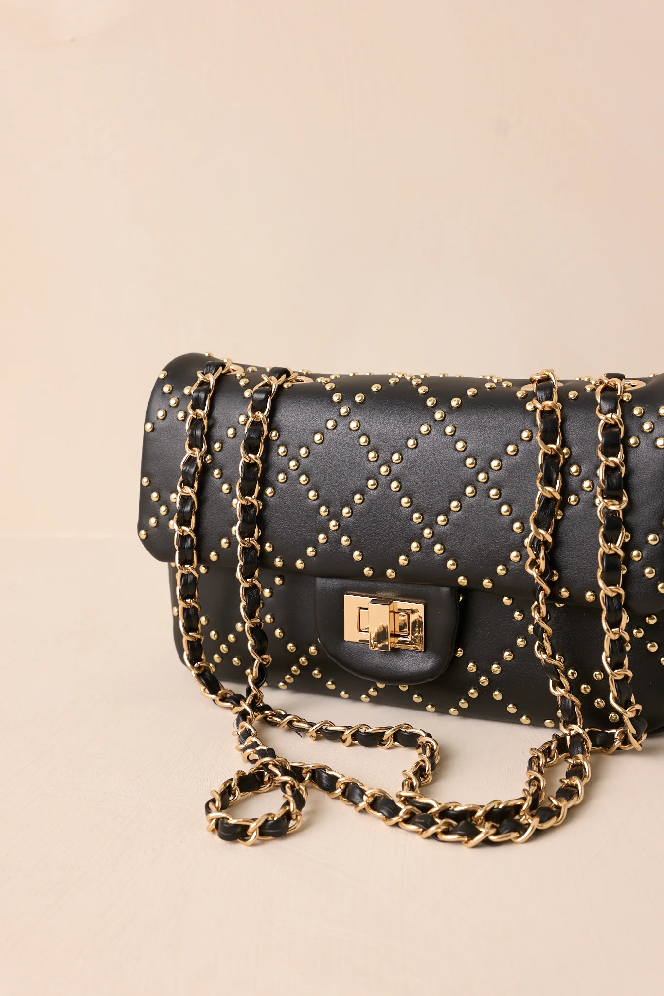 It's About Time Black Studded Handbag