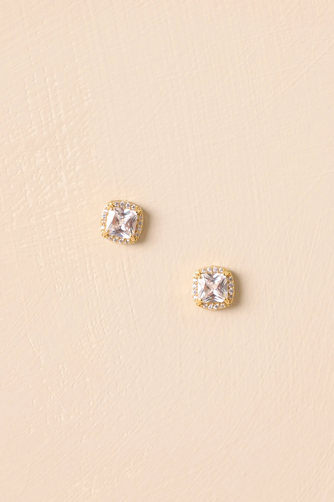 Loved Every Minute Gold Square Rhinestone Stud Earrings