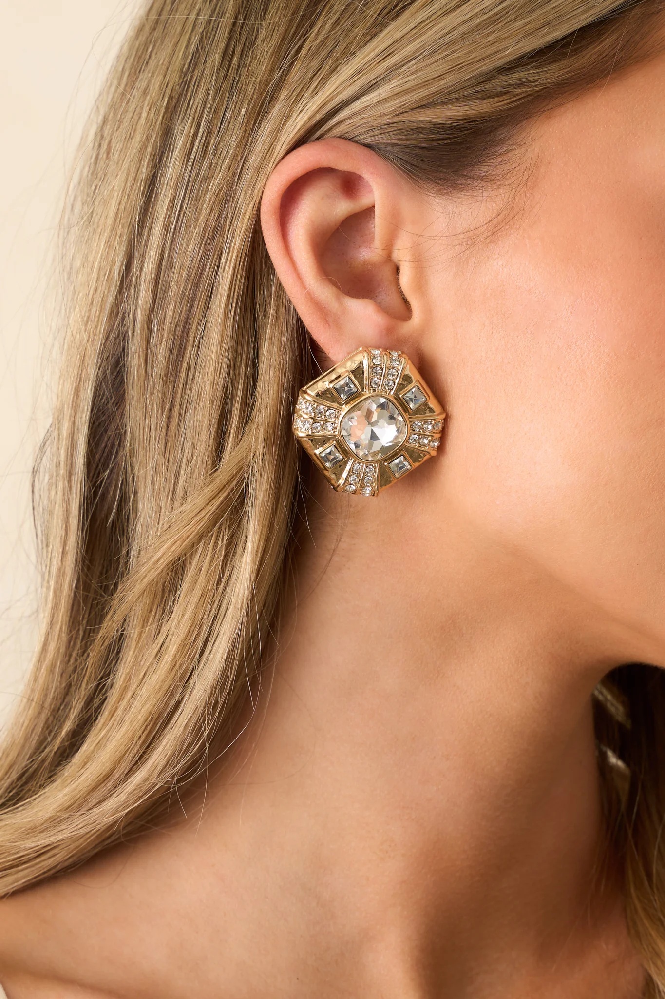 Worth The Wait Gold Rhinestone Earrings