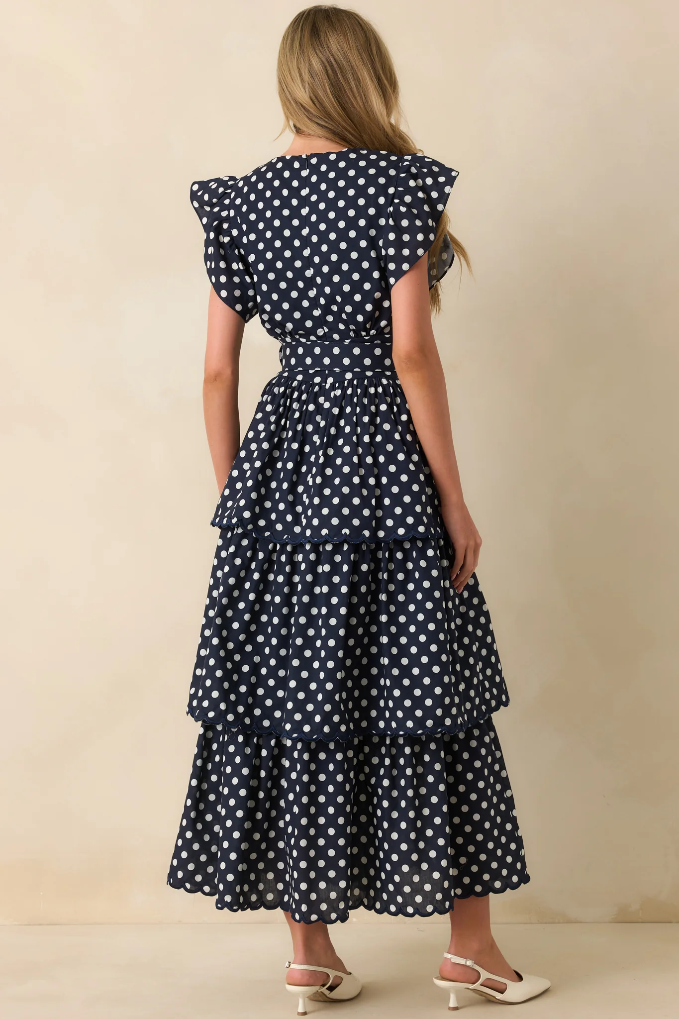 Prosperina Chelsea Navy Polka Dot Cotton Maxi Dress