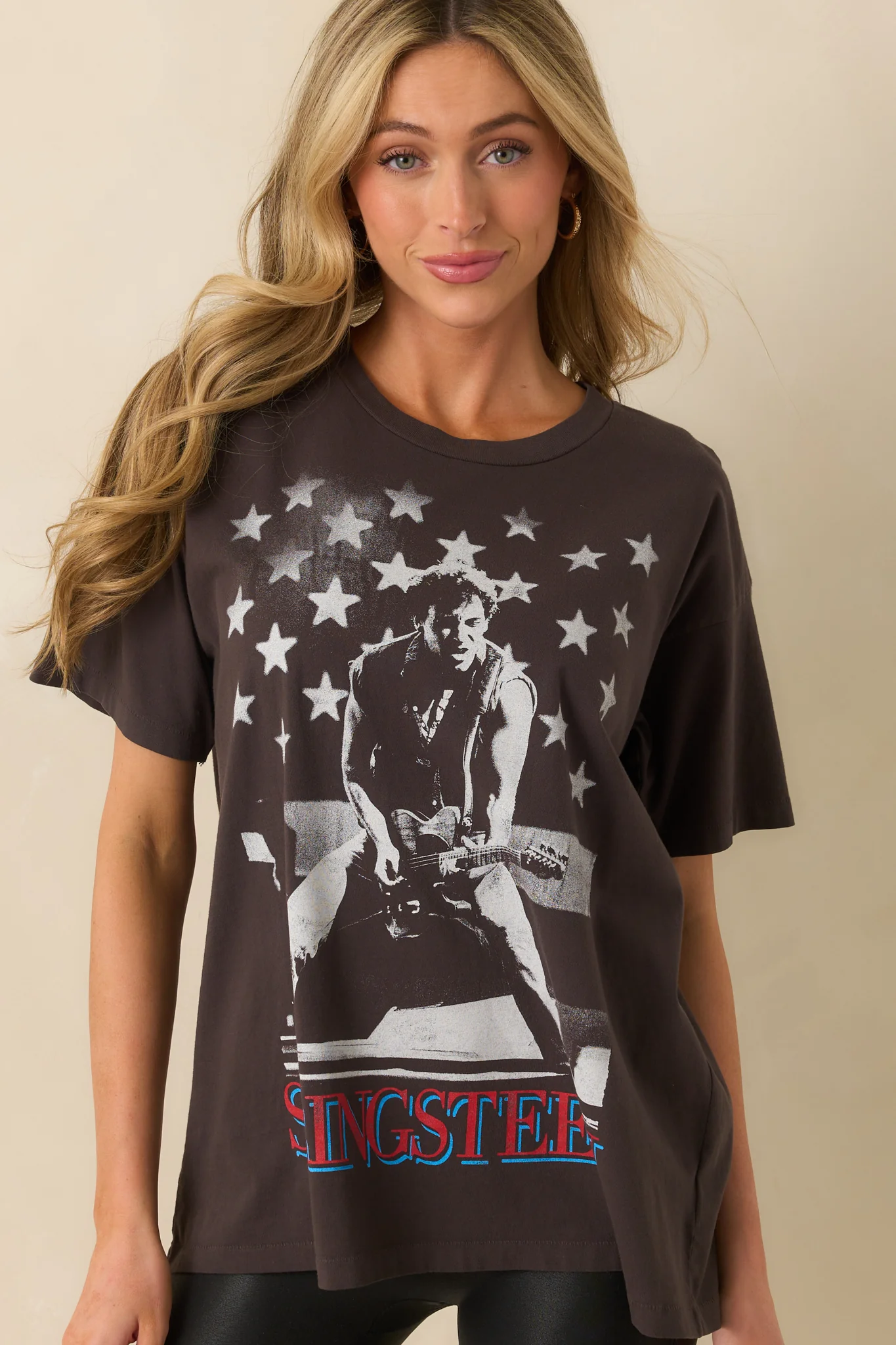 Bruce Springsteen Photo Black Cotton One Size Tee